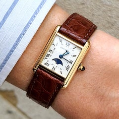 Cartier Tank Louis Moon phase Date 819003 LC Medium MM 18k Gold + Folding Clasp