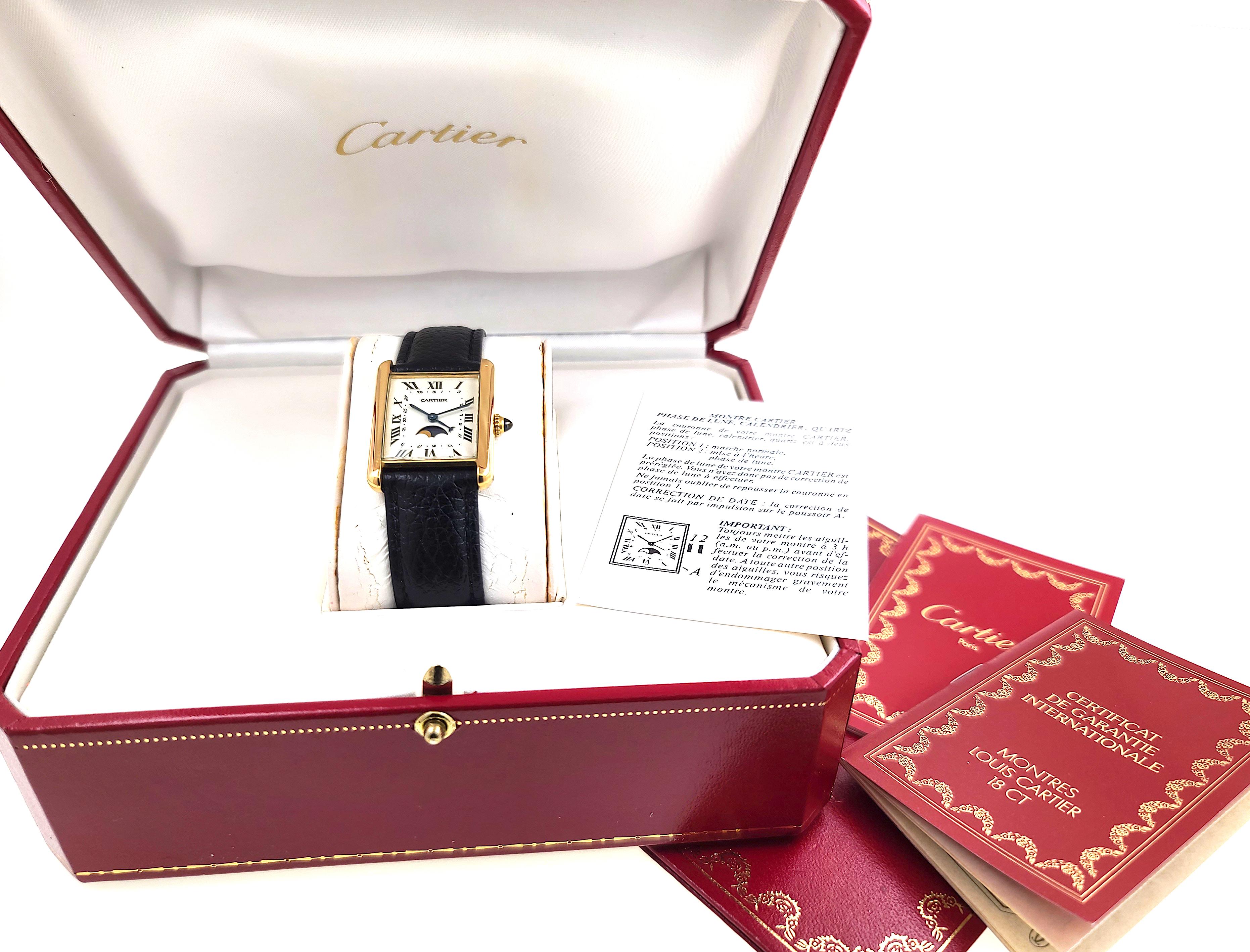Cartier Tank Louis Moonphase Date FULL SET 819001 Large 18k Gold + Folding Clasp 7