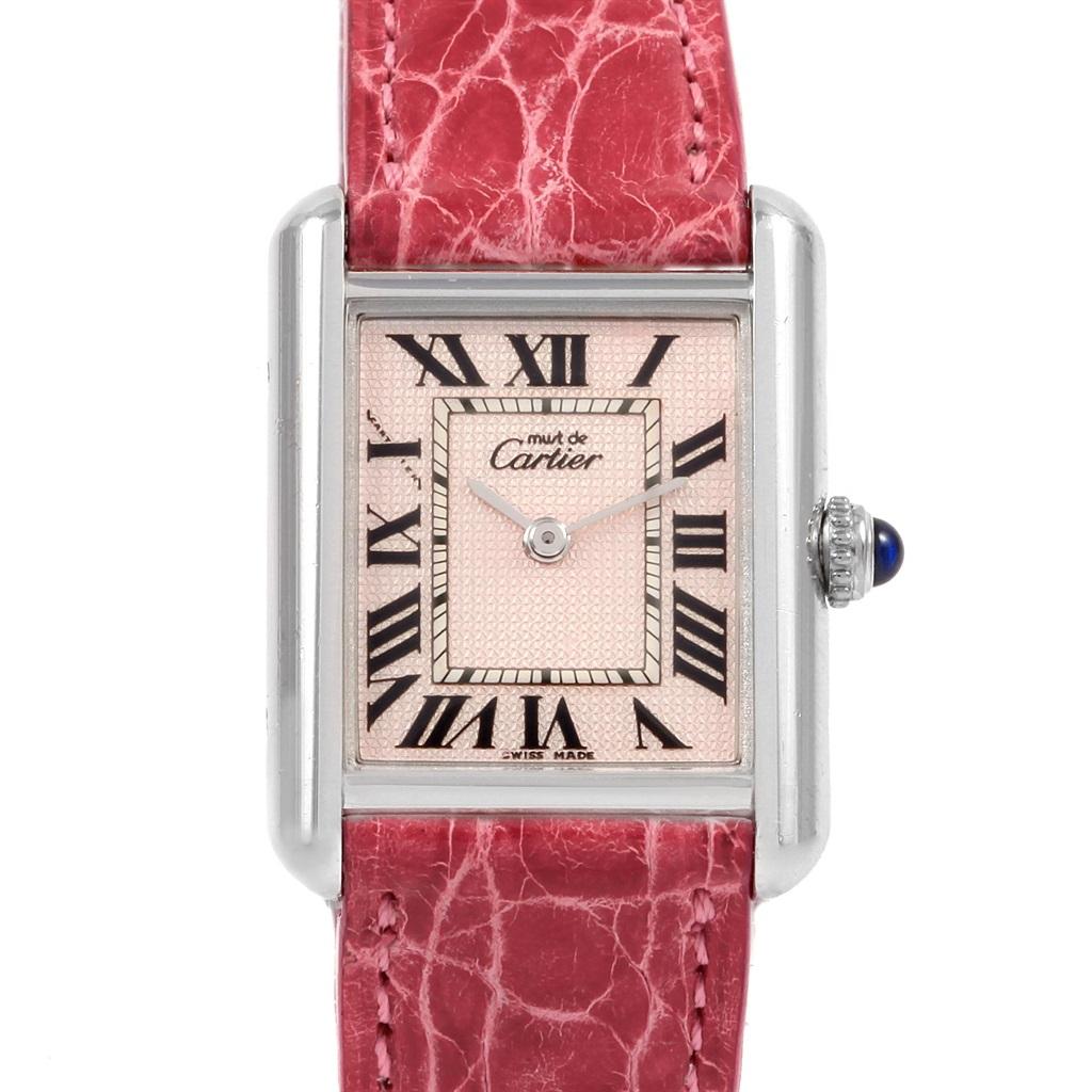 Women's Cartier Tank Louis Must Silver Rose Strap Ladies Watch