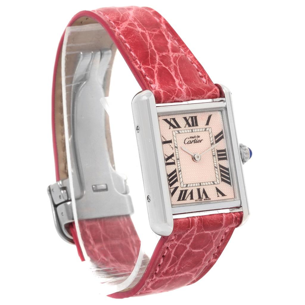 Cartier Tank Louis Must Silver Rose Strap Ladies Watch 1
