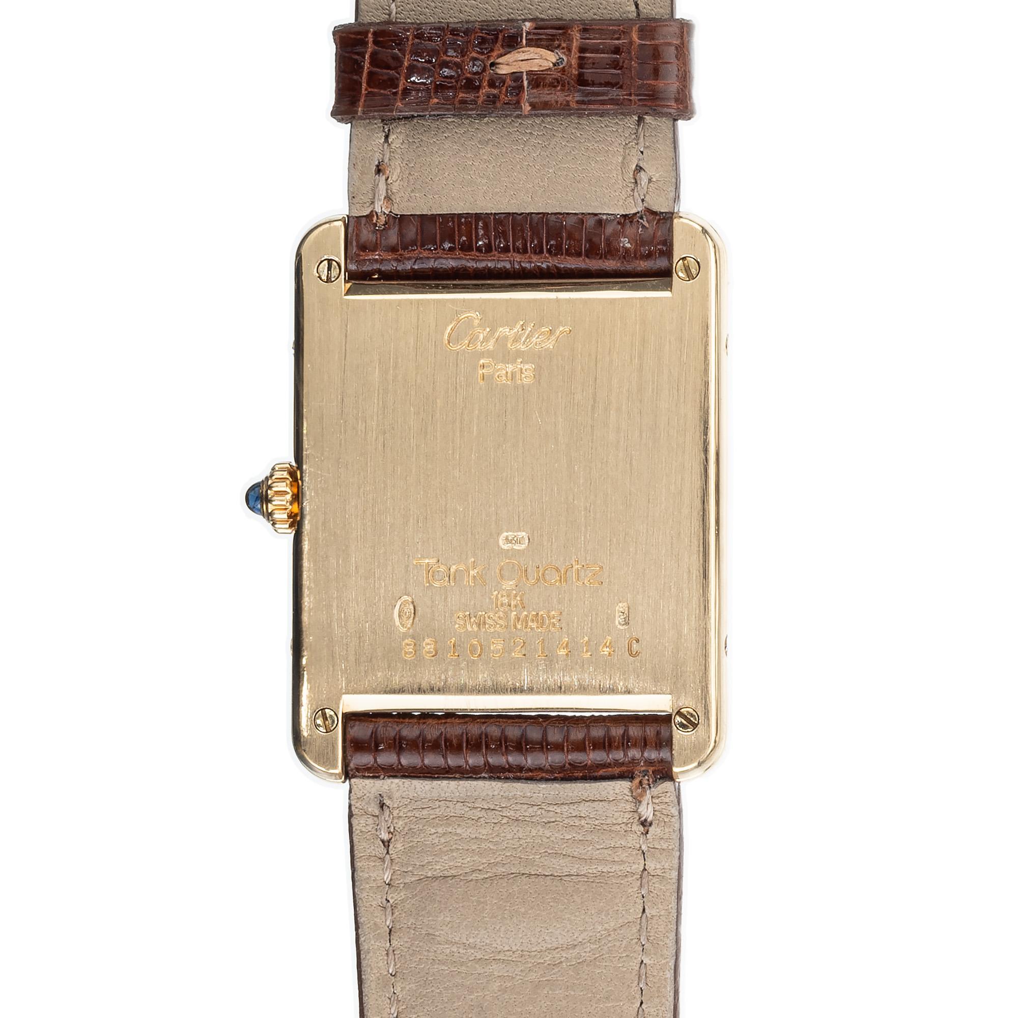 Women's or Men's Cartier Tank Louis No Date 18k Yellow Gold Wristwatch For Sale