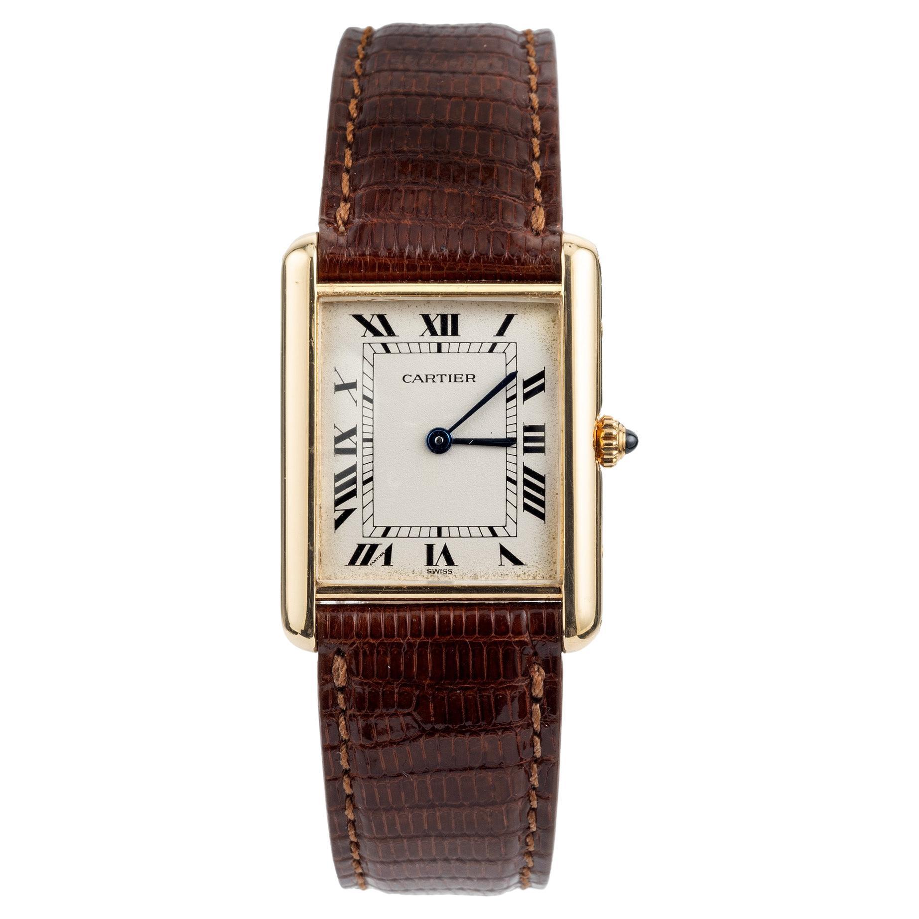 Cartier Tank Louis No Date 18k Yellow Gold Wristwatch For Sale