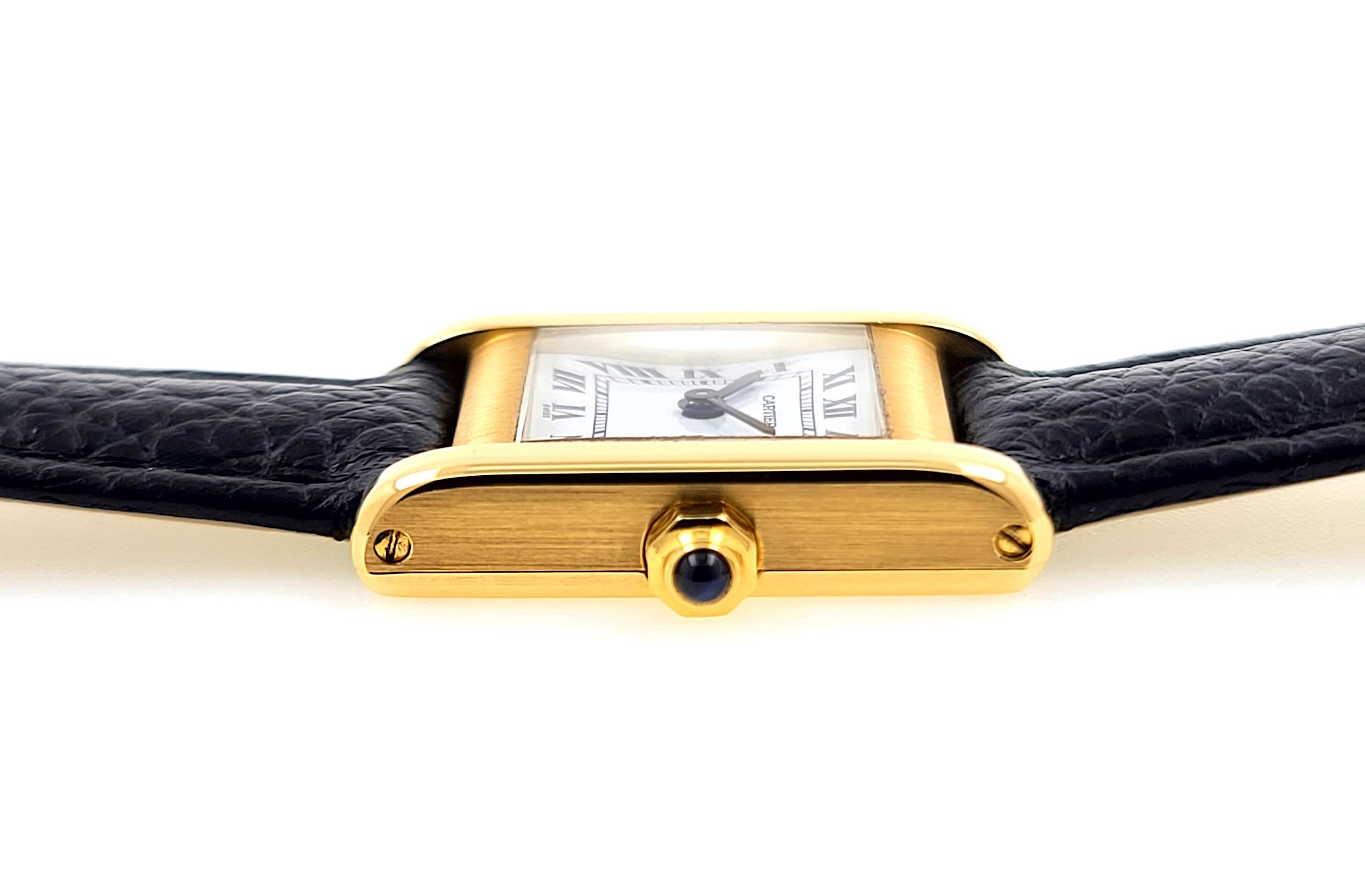 Cartier Tank Louis Normale Cartier 66014 Small SM PM Mini 18k Gold, 1983 In Excellent Condition In Neuilly-sur-Seine, IDF