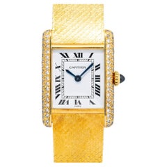 Cartier Tank Louis Paris 7808 RARE Factory Diamond 18k Gold Women Watch 21x28mm