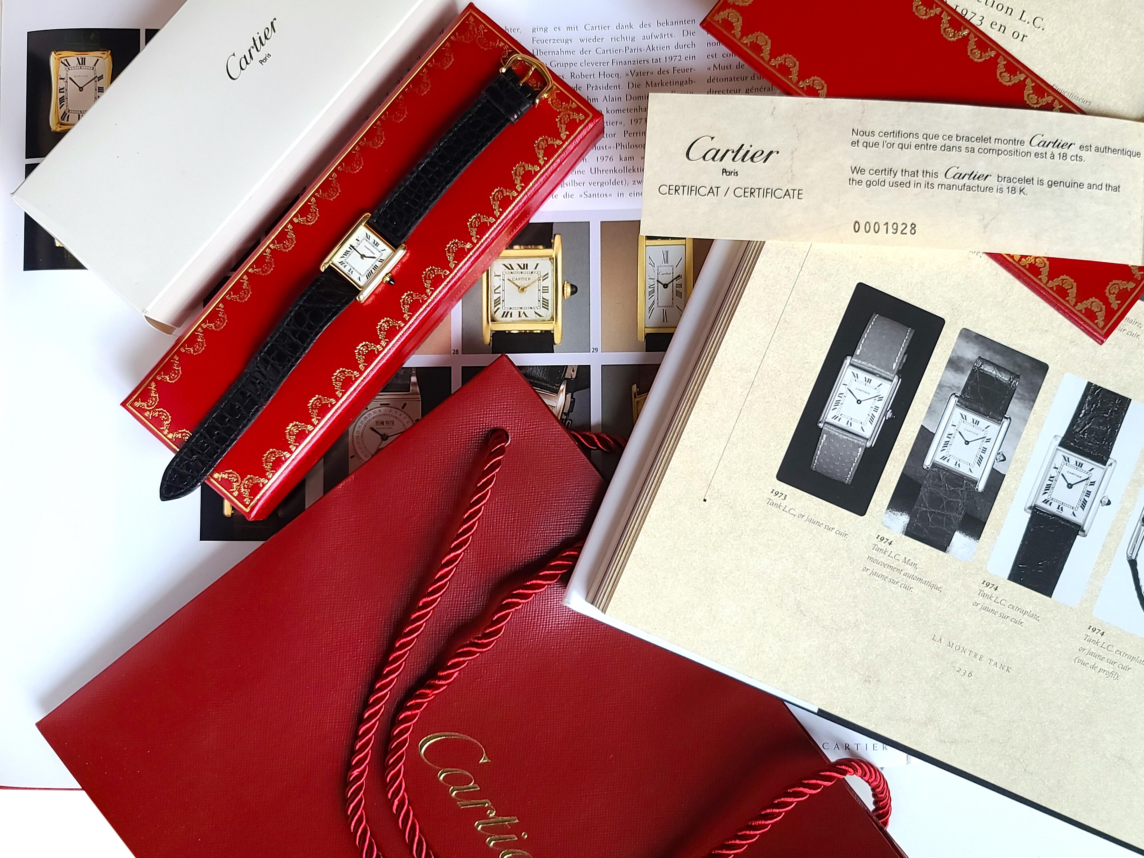 Cartier Tank Louis PARIS Dial LC 78087 18k Gold 1970 Box and Paper 6