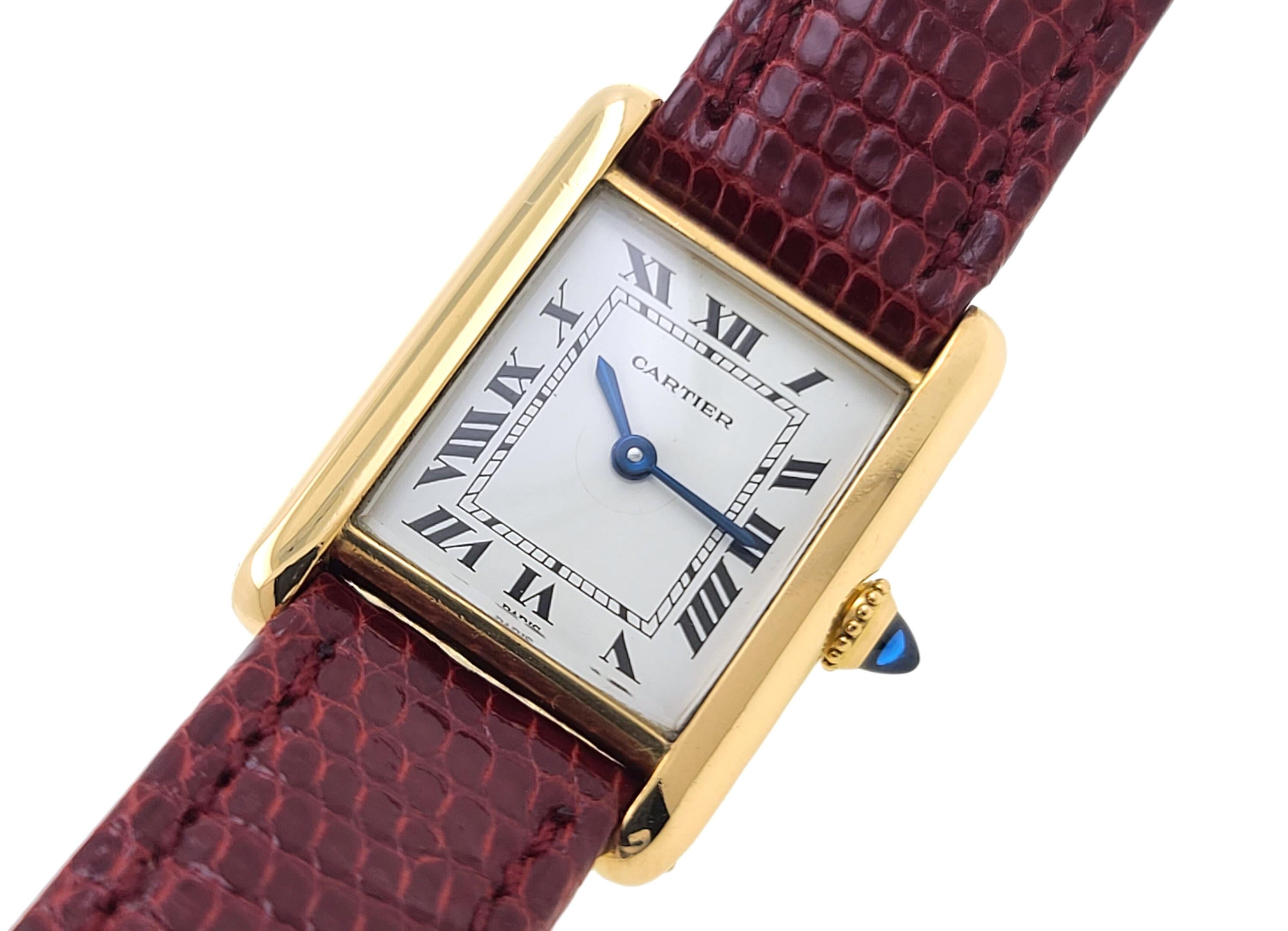 Cartier Tank Louis PARIS dial LC 78087 18k Gold 1970 Paper In Excellent Condition In Neuilly-sur-Seine, IDF