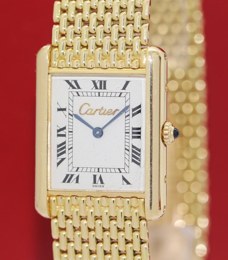 Cartier Tank Louis Quartz, 18 Karat Yellow Gold, Ladies Wrist Watch For