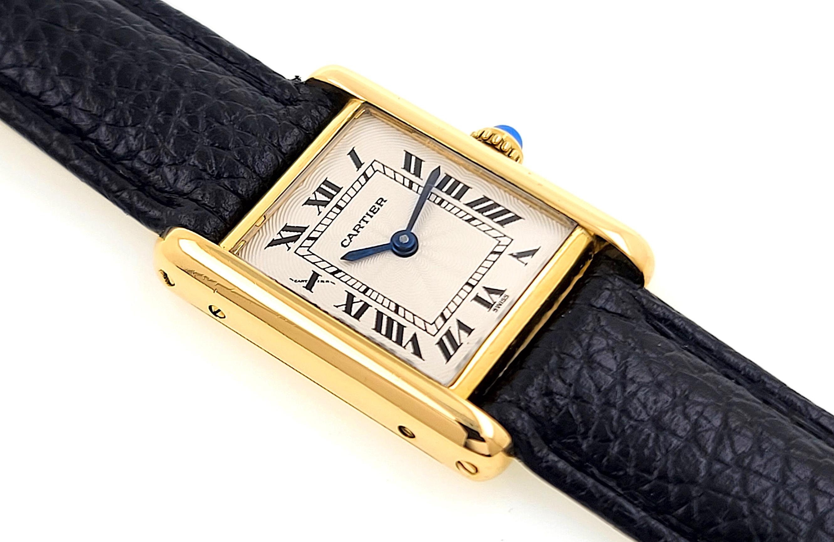 Cartier Tank Louis RARE Tank Louis Cartier Guilloche Flinque Dial 78087 Pre CPCP 2