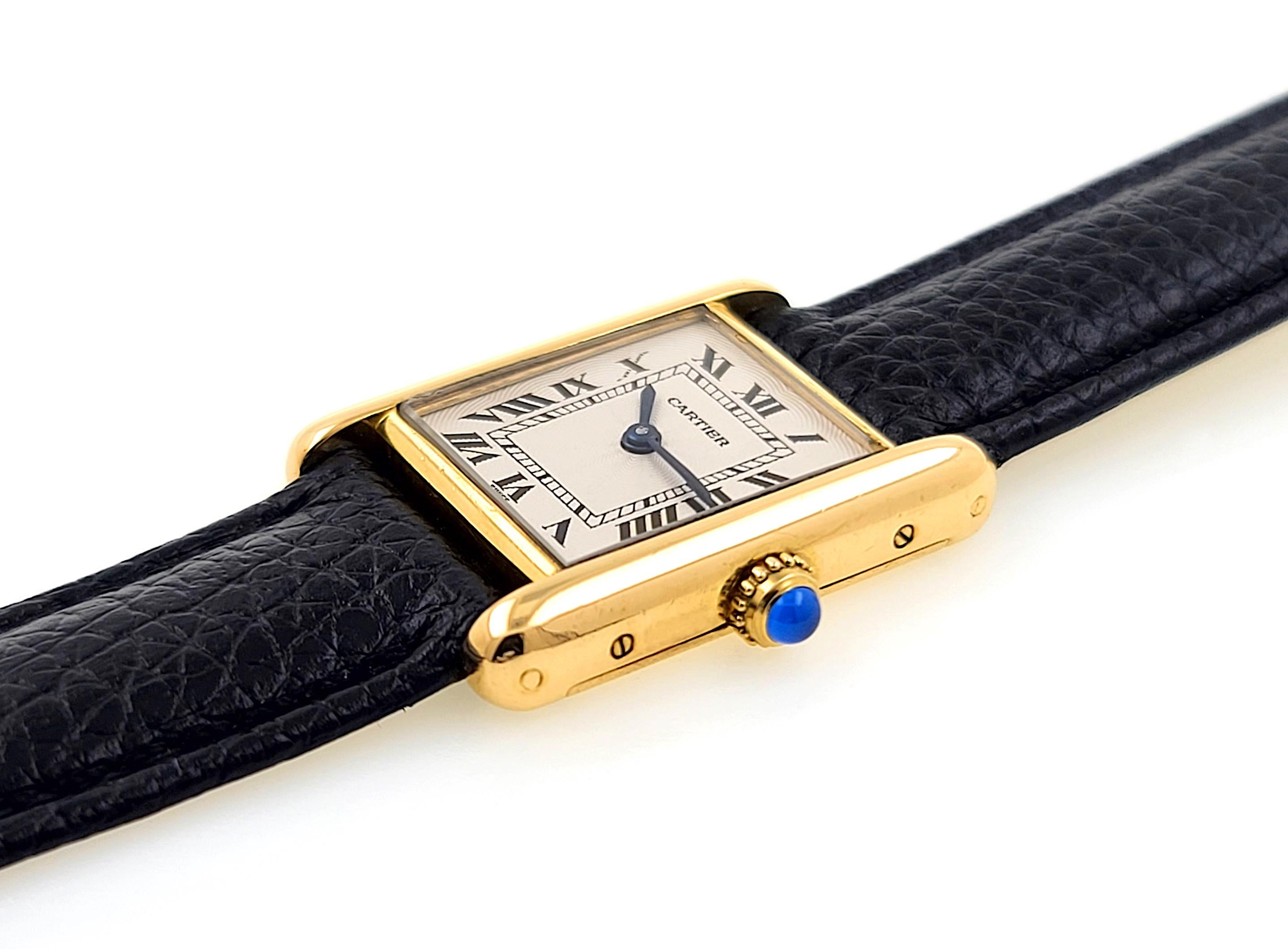 Cartier Tank Louis RARE Tank Louis Cartier Guilloche Flinque Dial 78087 Pre CPCP In Excellent Condition In PARIS, FR