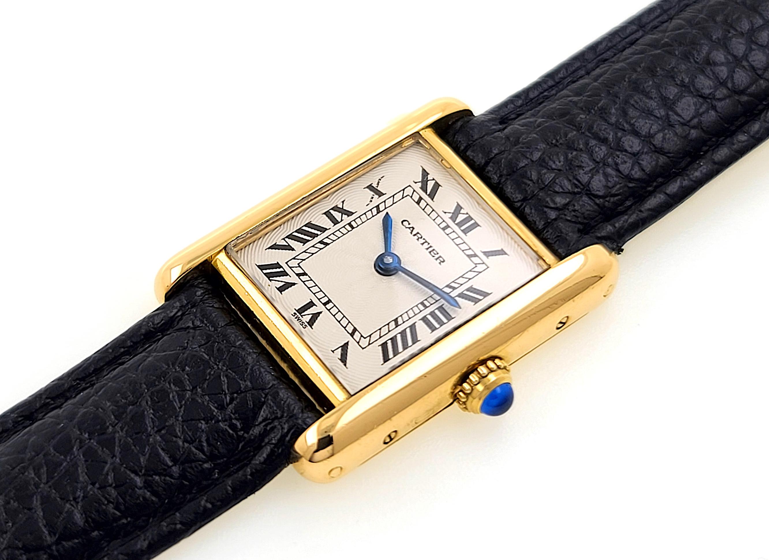 Cartier Tank Louis RARE Tank Louis Cartier Guilloche Flinque Dial 78087 Pre CPCP 1