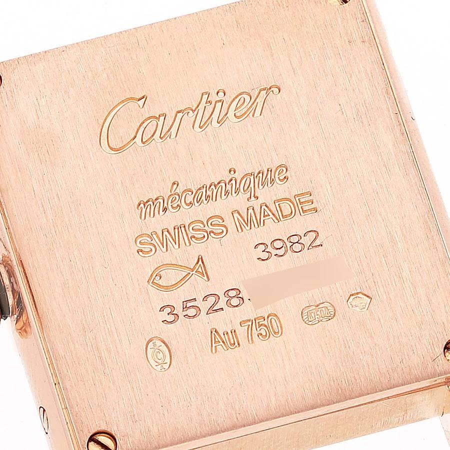 Cartier Tank Louis Rose Gold Diamond Burgundy Strap Ladies Watch WJTA0010 For Sale 2