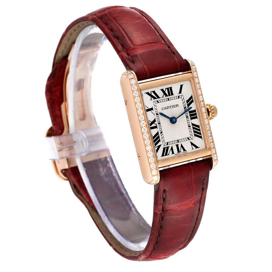 Cartier Montre Tank Louis en or rose avec bracelet bourgogne et diamants, pour femmes WJTA0010 Excellent état - En vente à Atlanta, GA