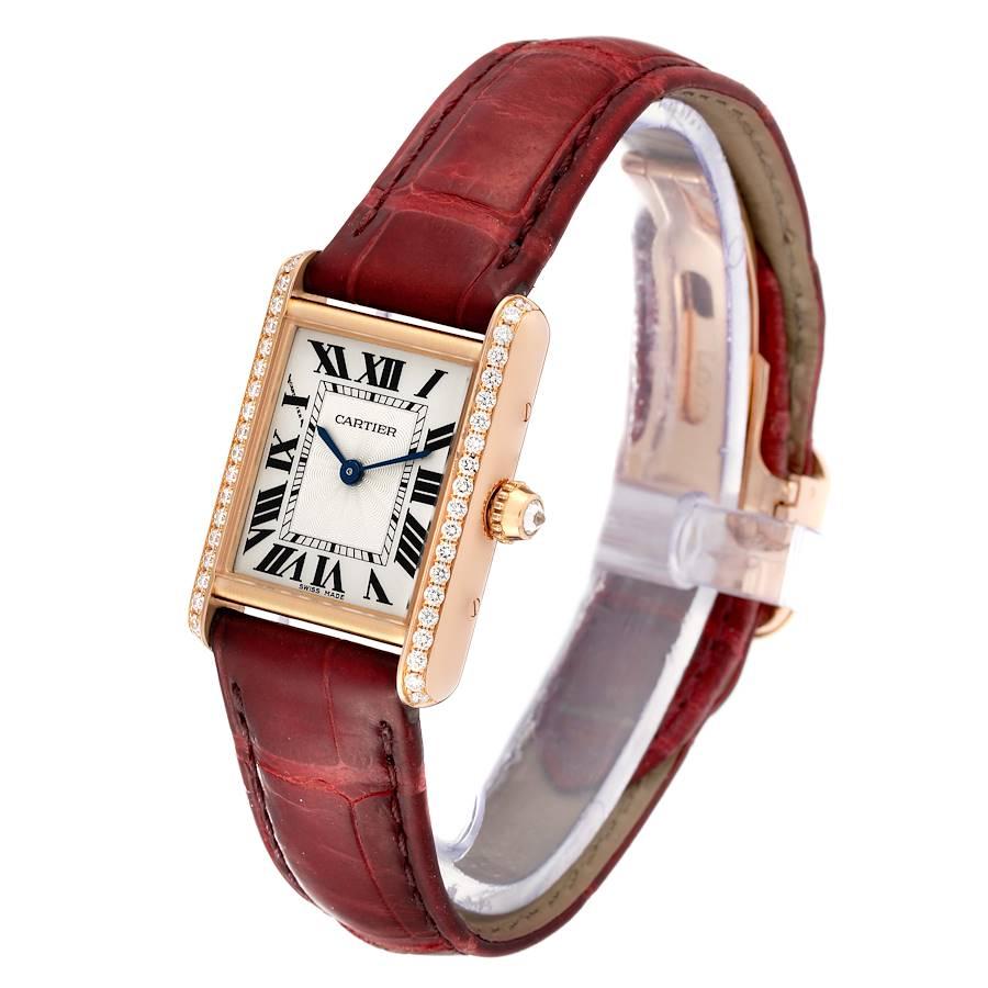Cartier Montre Tank Louis en or rose avec bracelet bourgogne et diamants, pour femmes WJTA0010 Pour femmes en vente