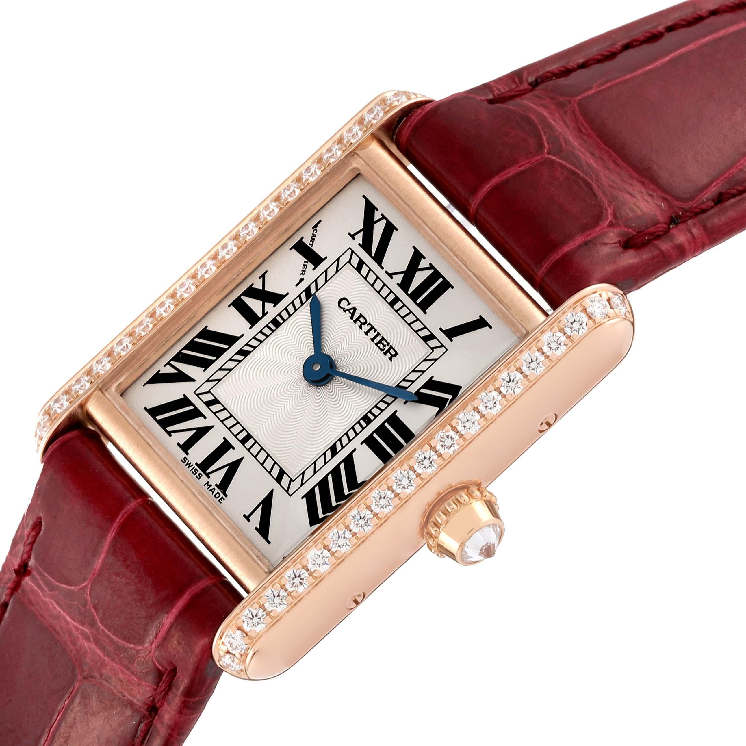 Cartier Tank Louis Rose Gold Diamond Ladies Watch WJTA0010 Box Card For Sale 1
