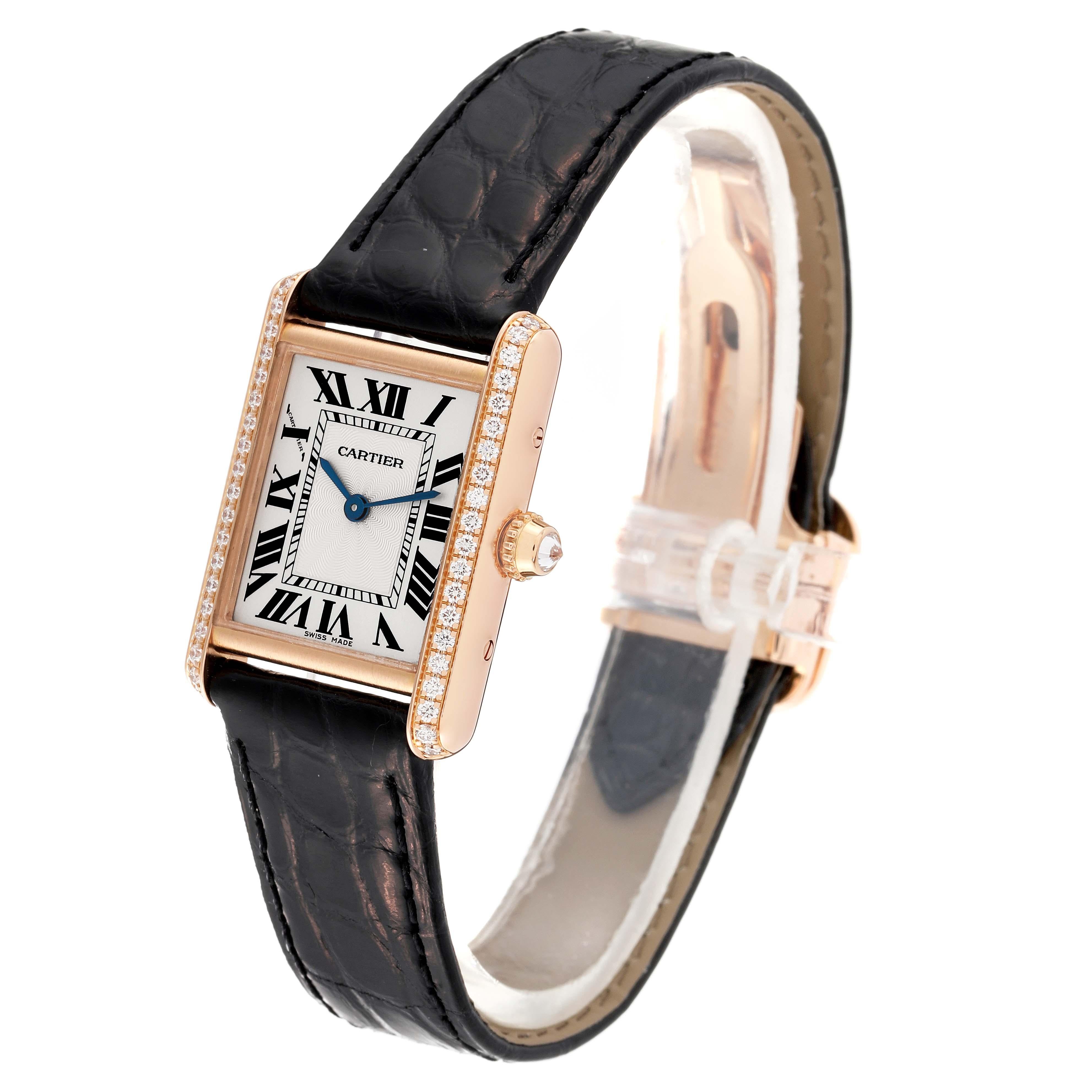 Cartier Tank Louis Rose Gold Diamond Ladies Watch WJTA0010 Box Card For Sale 4