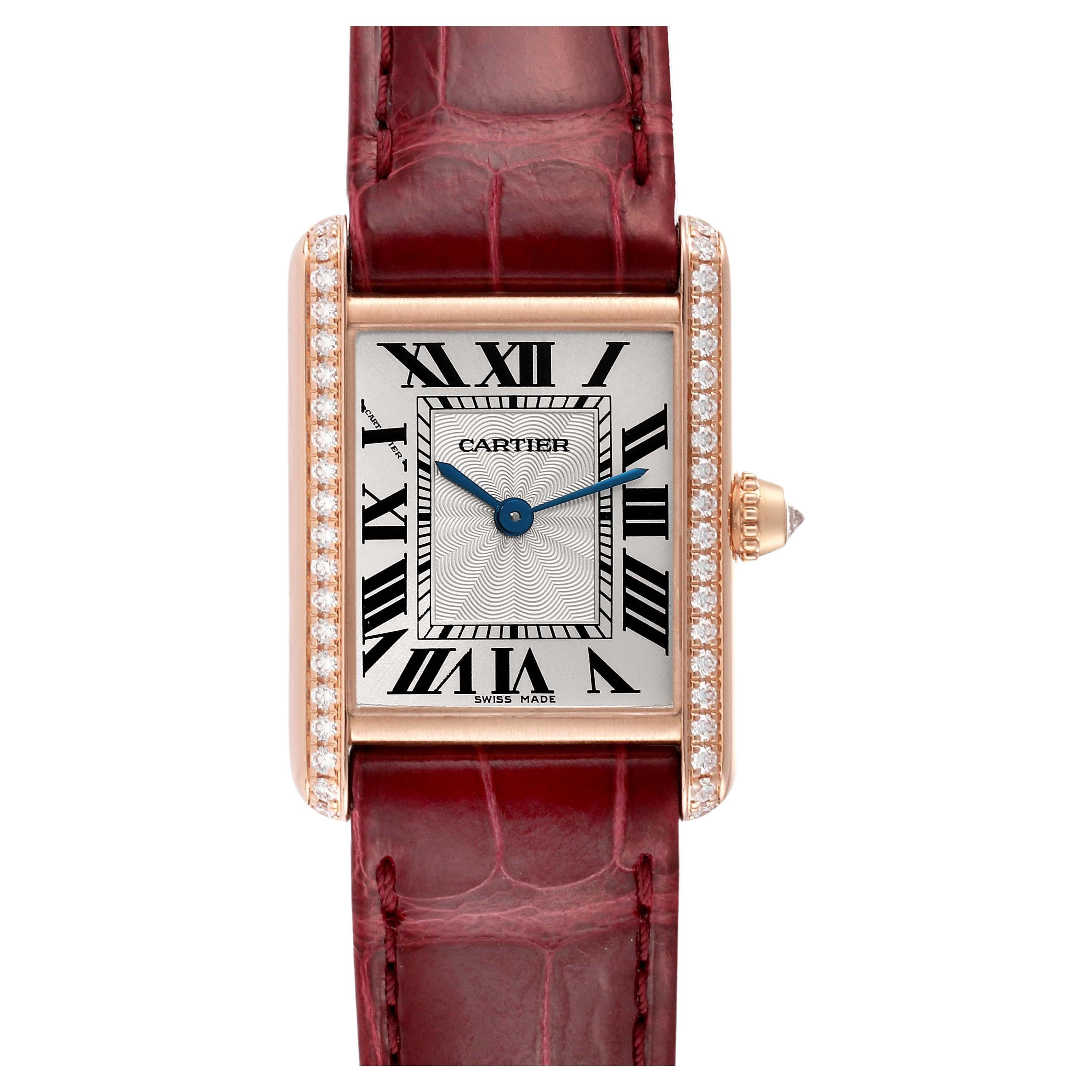 Cartier Tank Louis Rose Gold Diamond Ladies Watch WJTA0010 Box Card