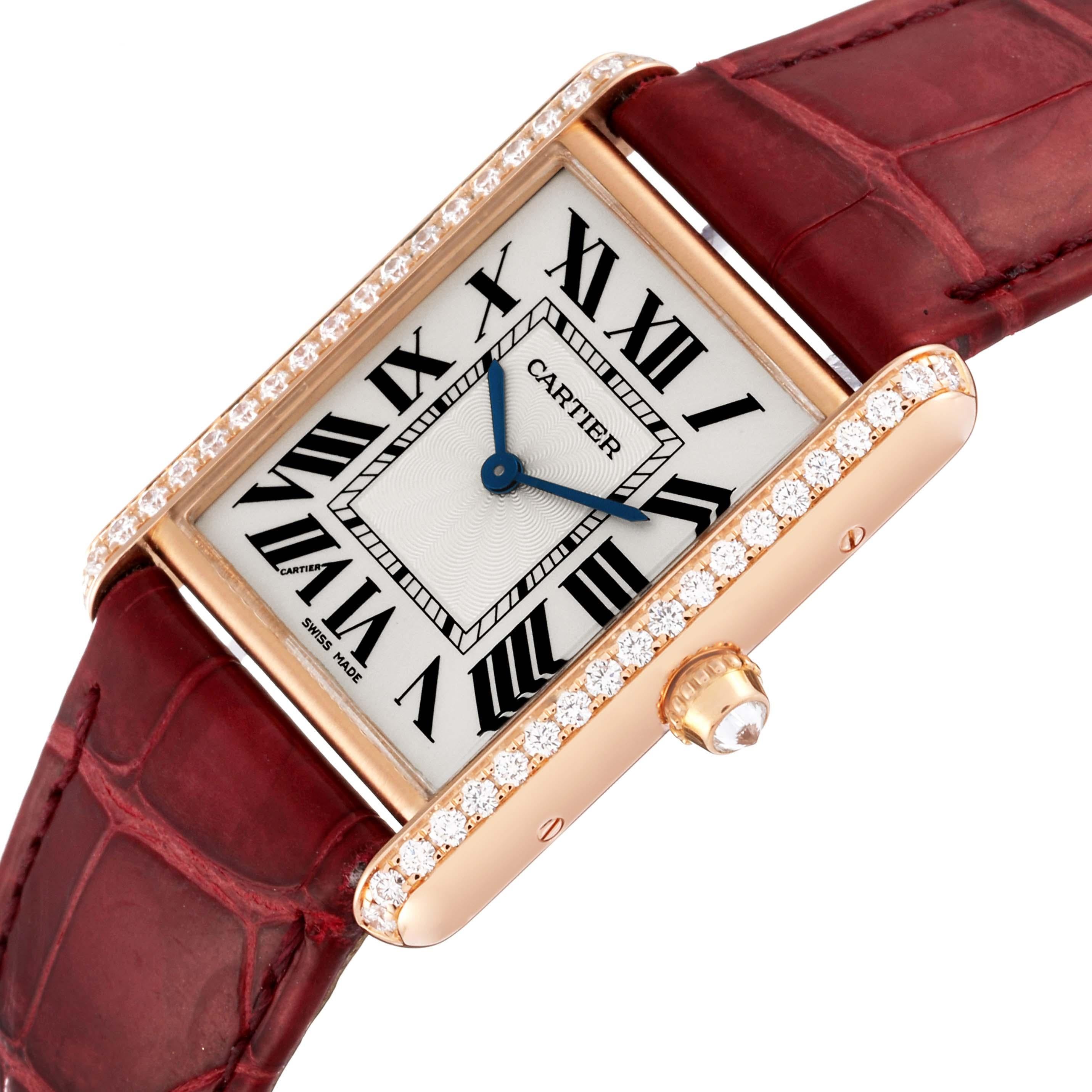 Cartier Tank Louis Rose Gold Diamond Ladies Watch WJTA0014 Box Card For Sale 2