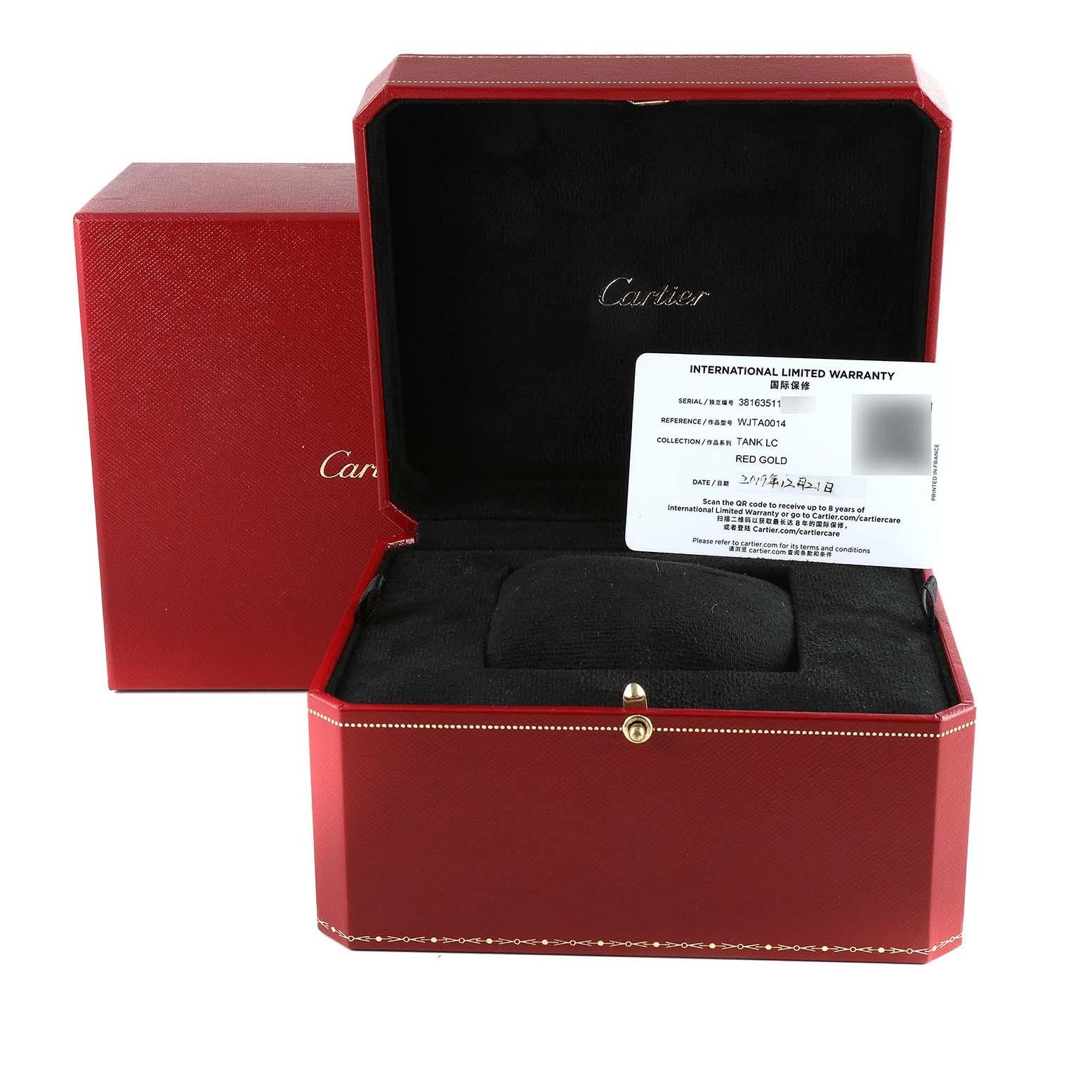 Cartier Tank Louis Rose Gold Diamond Ladies Watch WJTA0014 Box Card For Sale 3