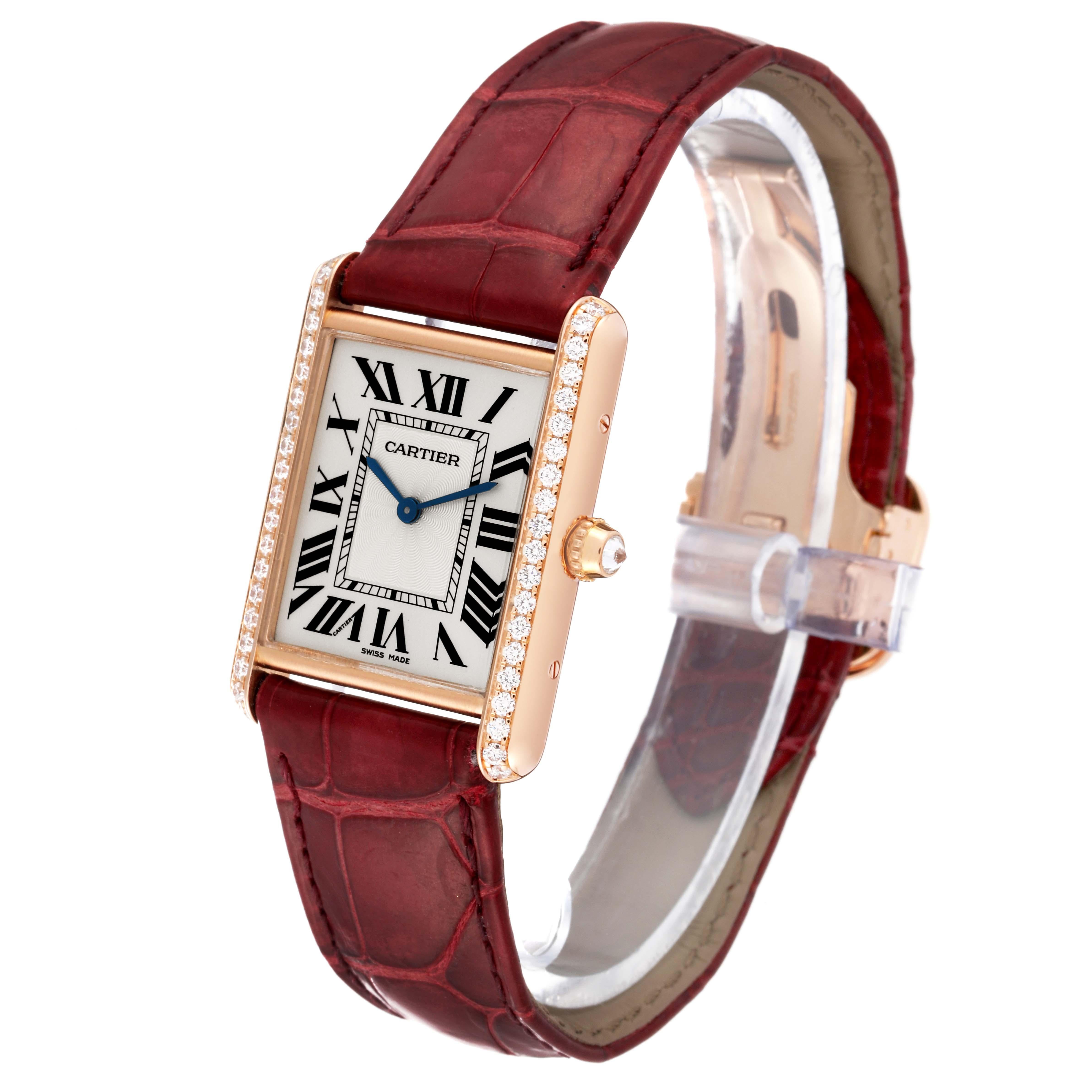 Cartier Tank Louis Rose Gold Diamond Ladies Watch WJTA0014 Box Card For Sale 5