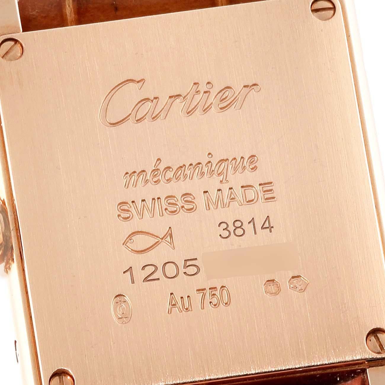 Cartier Tank Louis Rose Gold Mechanical Ladies Watch WGTA0010 Box Card In Excellent Condition For Sale In Atlanta, GA