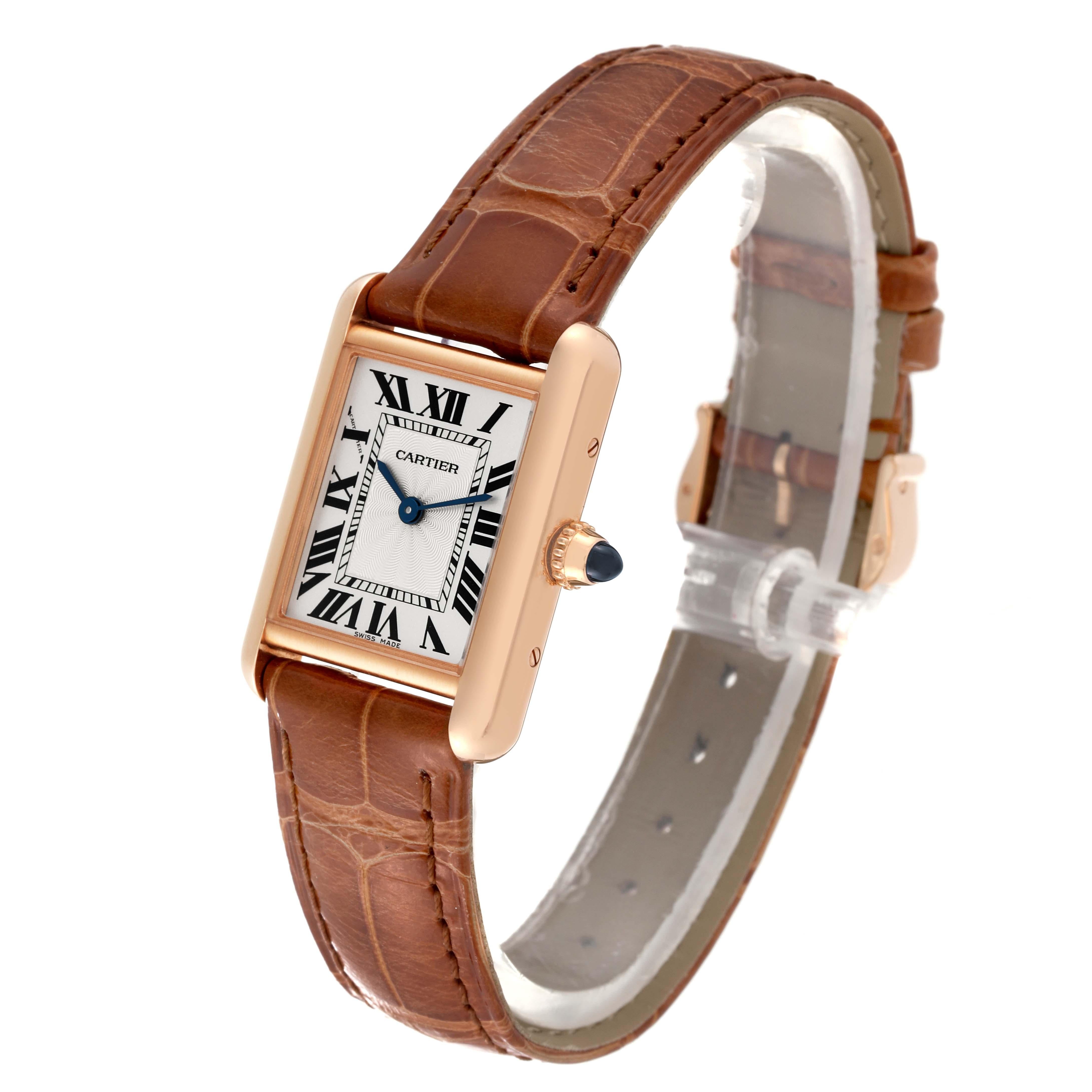 Cartier Tank Louis Rose Gold Mechanical Ladies Watch WGTA0010 Box Card For Sale 1