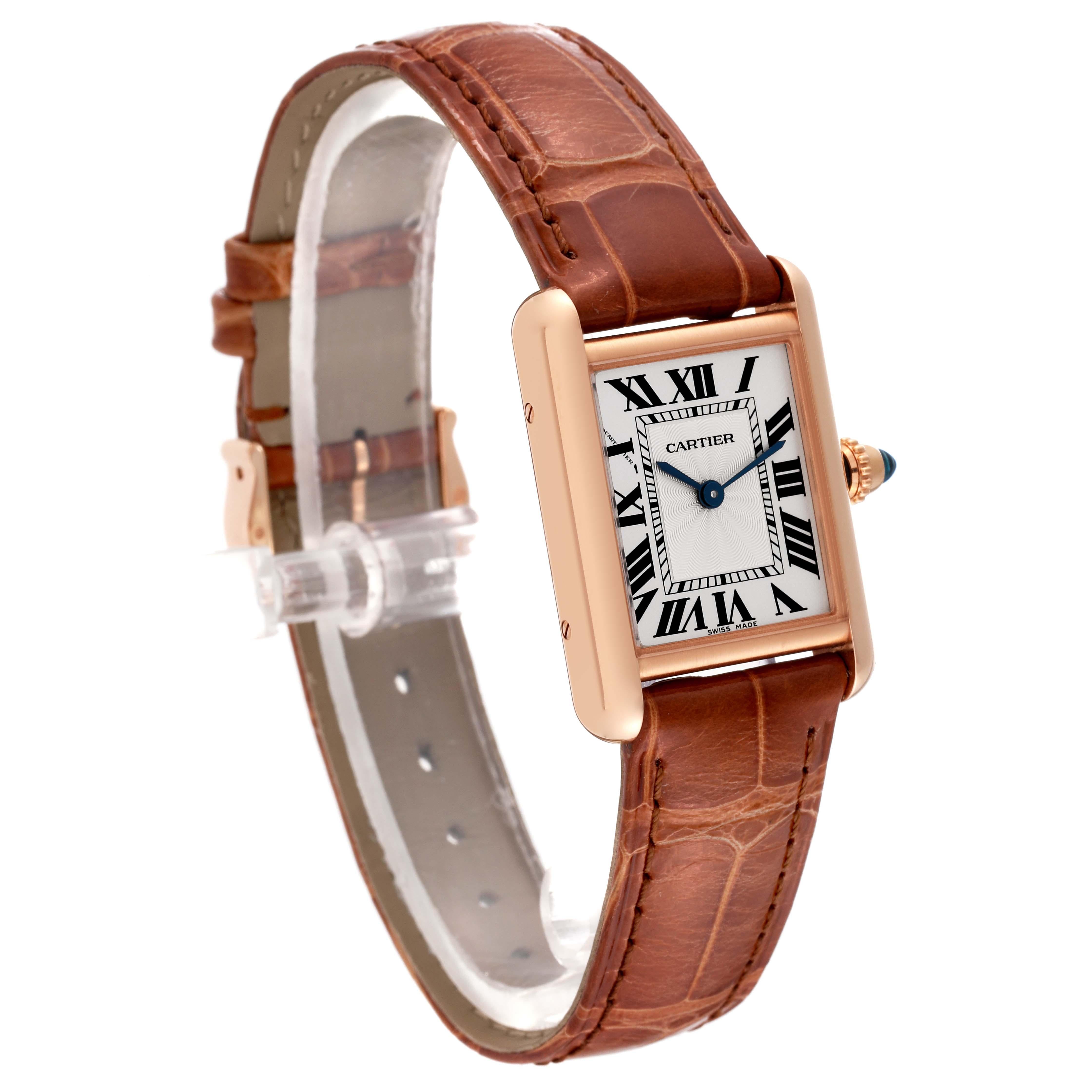 Cartier Tank Louis Rose Gold Mechanical Ladies Watch WGTA0010 Box Card For Sale 4