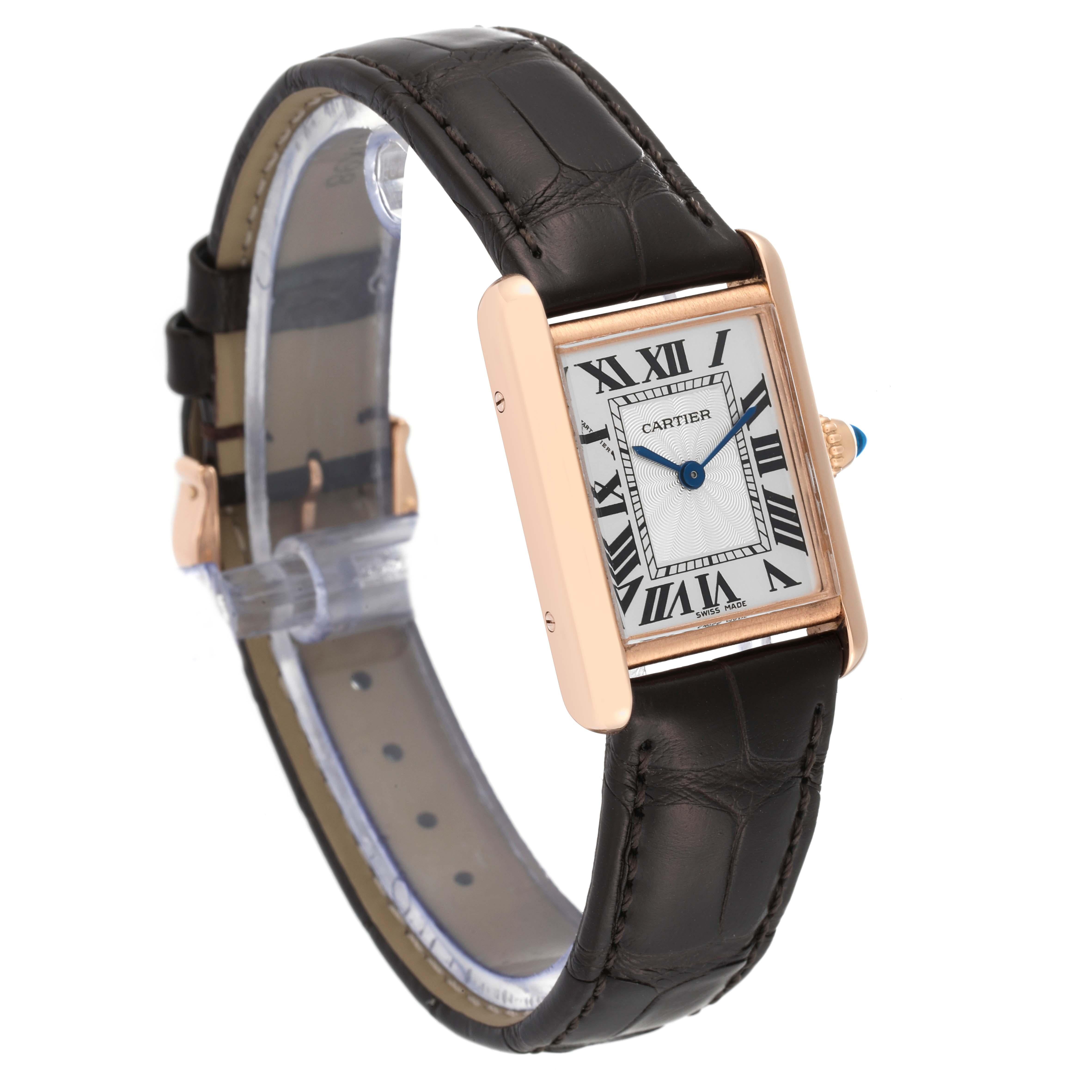 Cartier Tank Louis Rose Gold Mechanical Ladies Watch WGTA0010 Card In Excellent Condition In Atlanta, GA