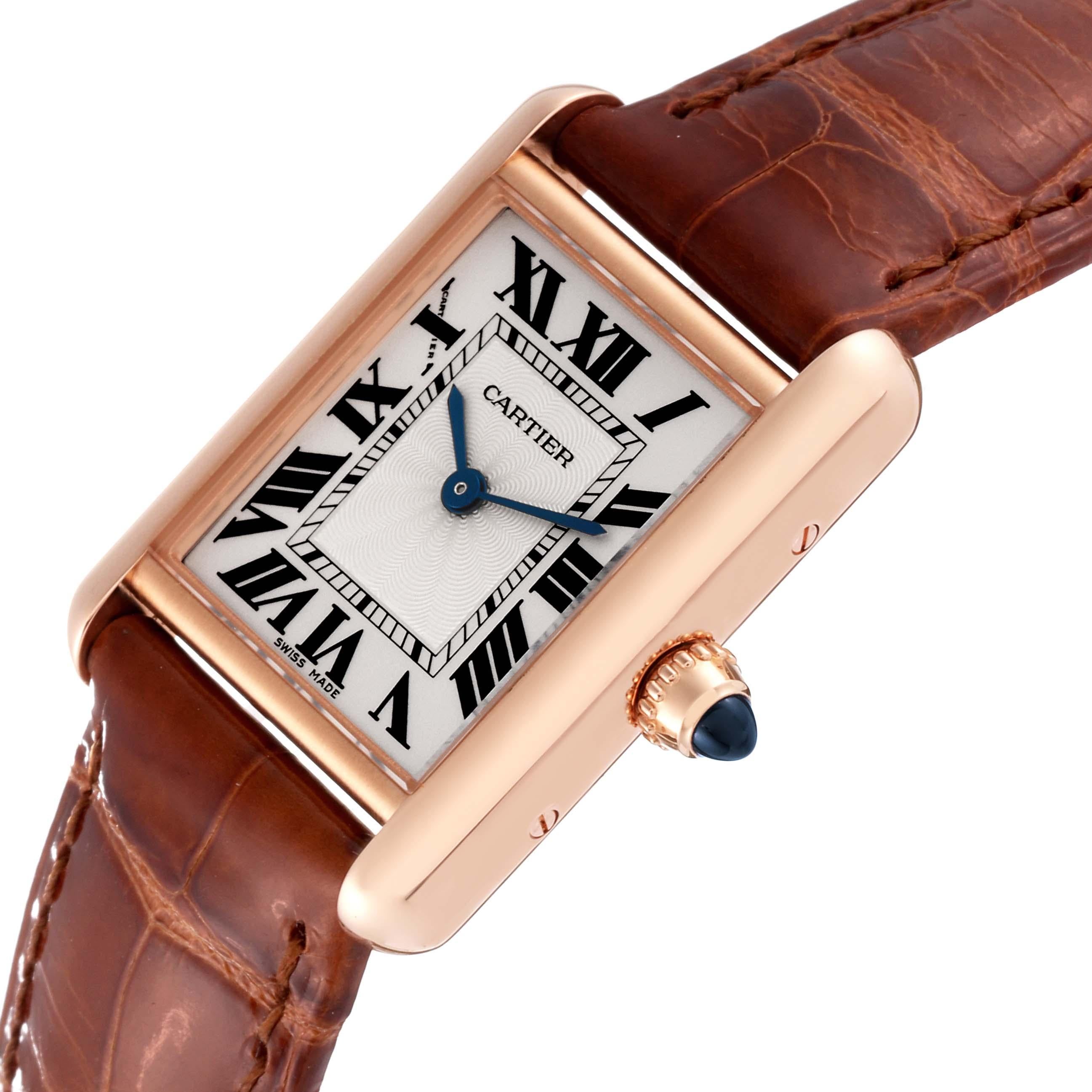 Cartier Tank Louis Rose Gold Mechanical Ladies Watch WGTA0010 Card In Excellent Condition For Sale In Atlanta, GA