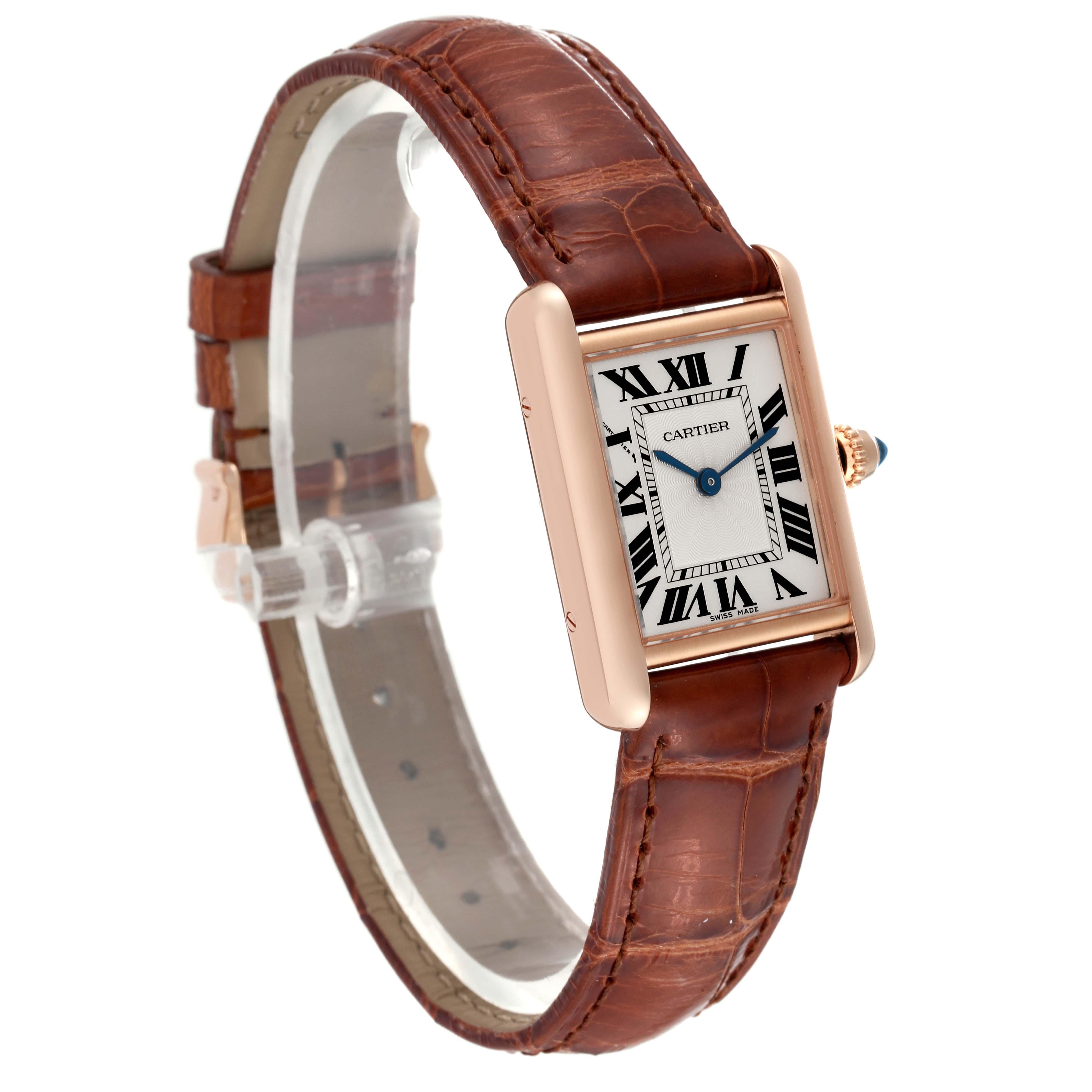 Cartier Tank Louis Rose Gold Mechanical Ladies Watch WGTA0010 Card For Sale 2