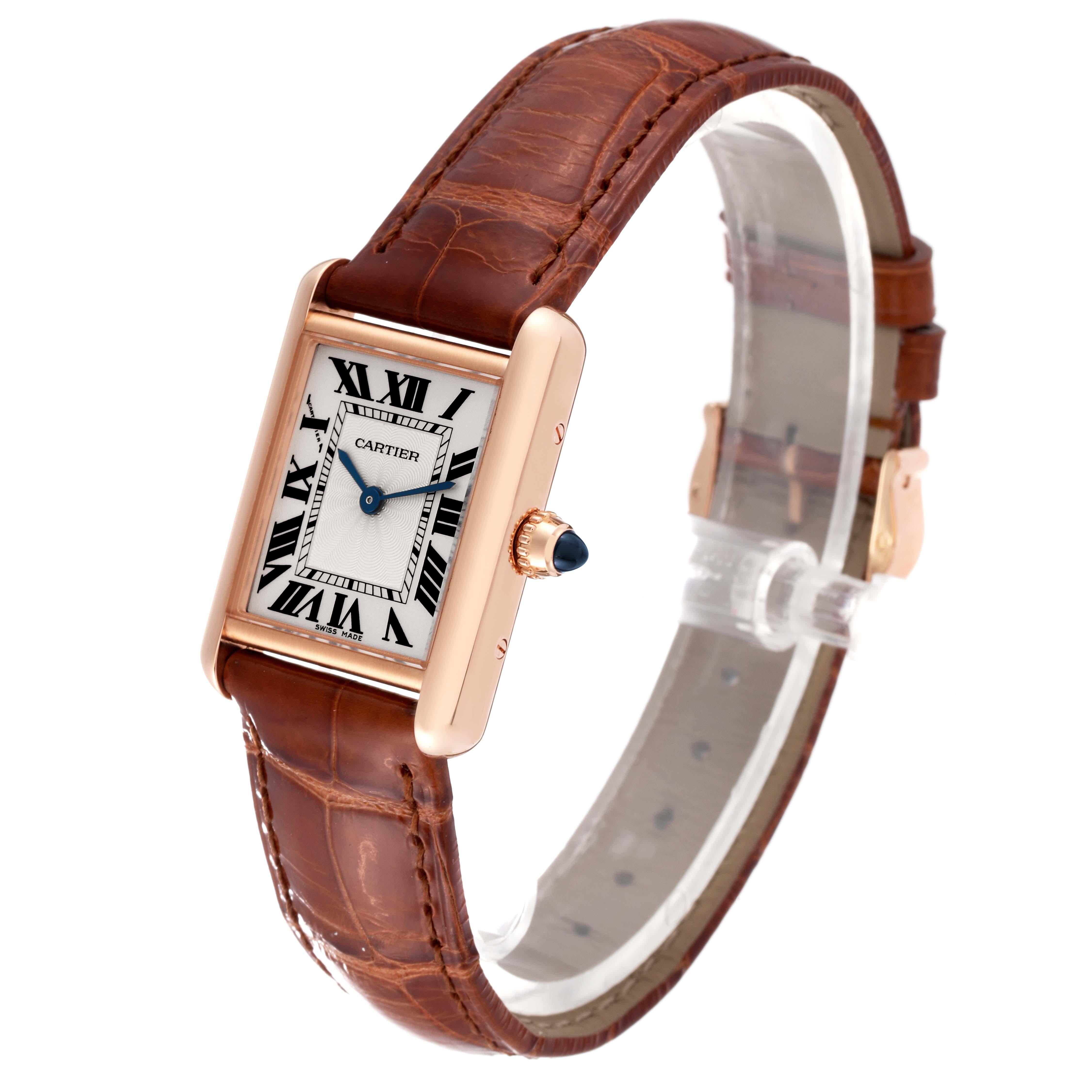 Cartier Tank Louis Rose Gold Mechanical Ladies Watch WGTA0010 Card For Sale 3