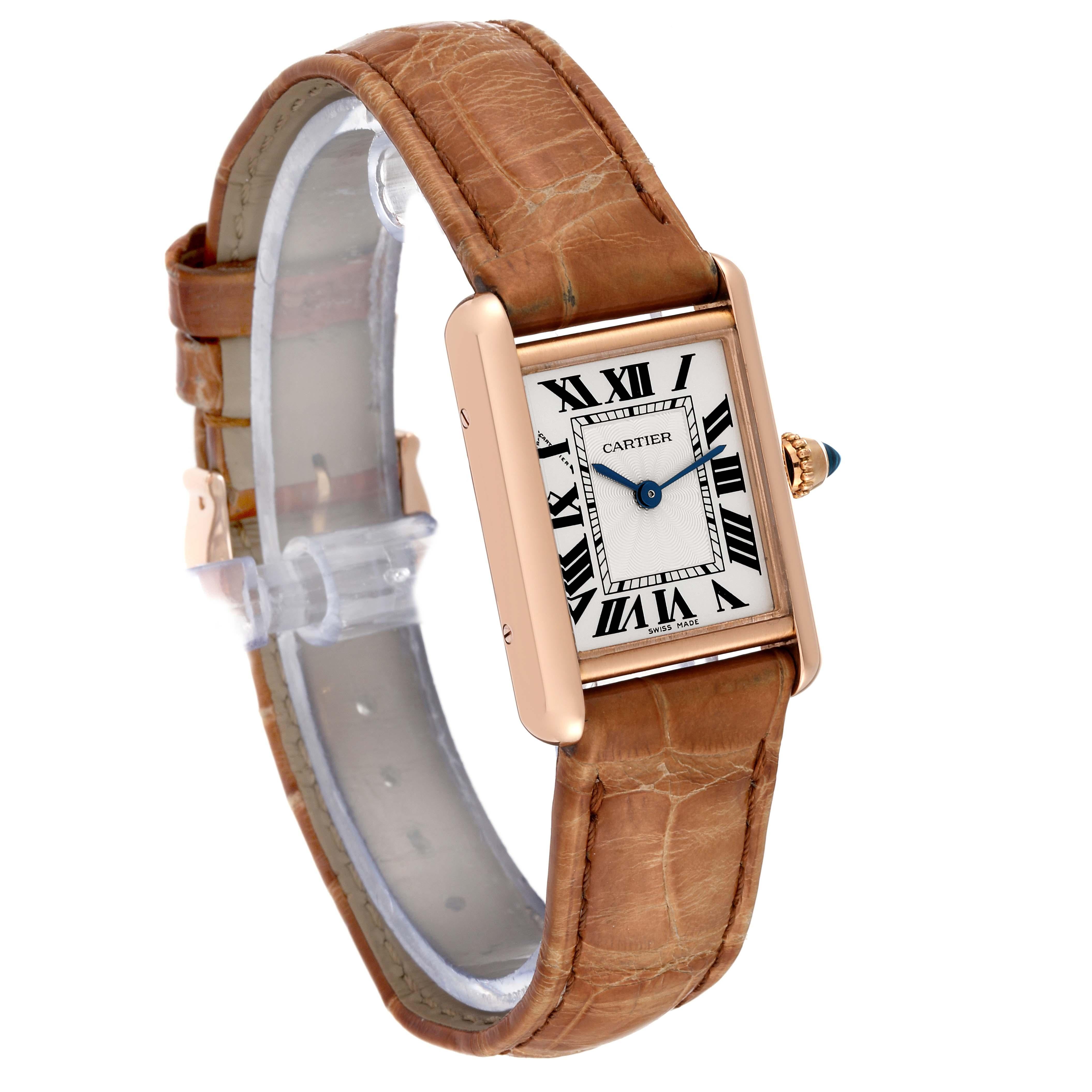 Cartier Tank Louis Rose Gold Mechanical Ladies Watch WGTA0010 Papers For Sale 2