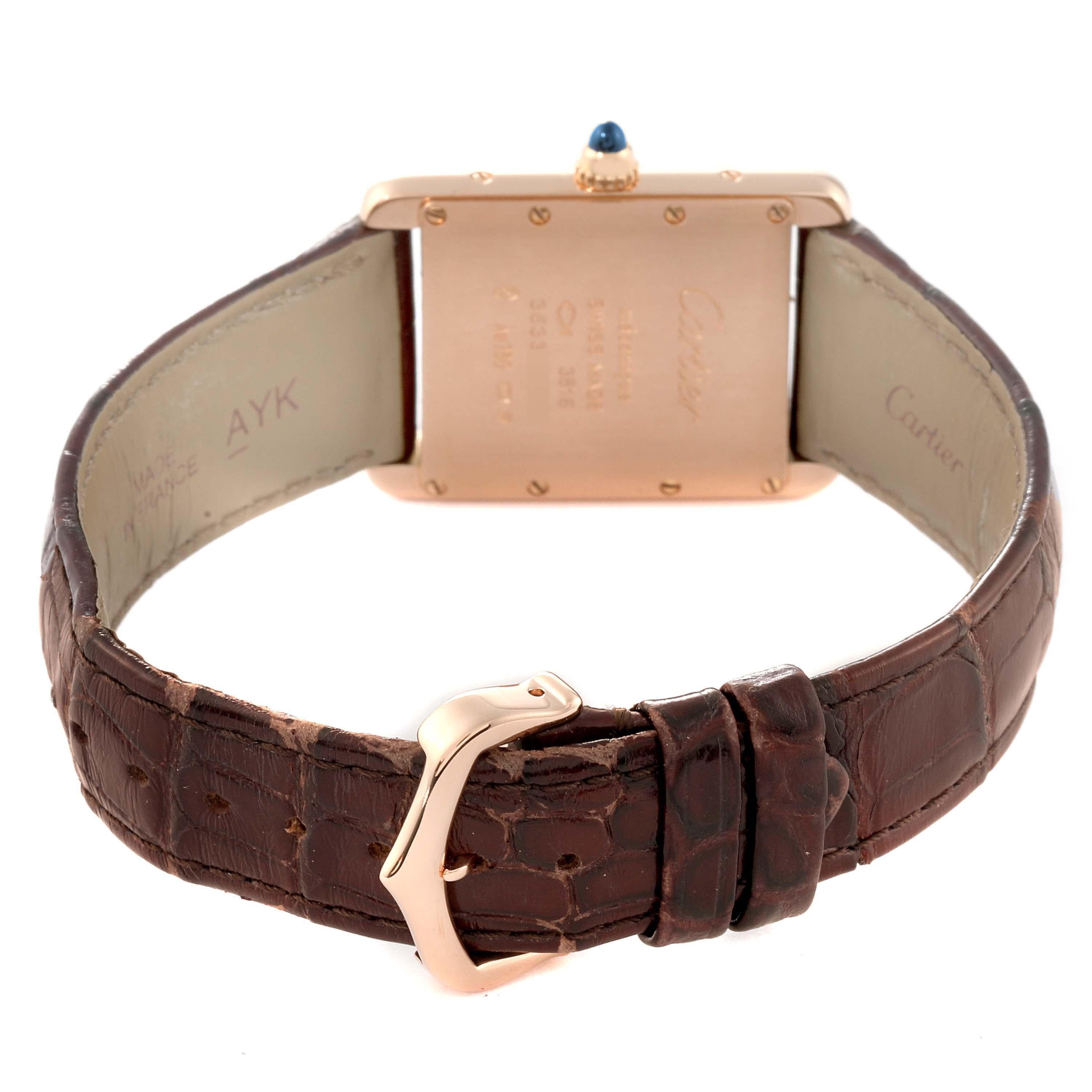 Men's Cartier Tank Louis Rose Gold Mechanical Mens Watch WGTA0011 Box Card