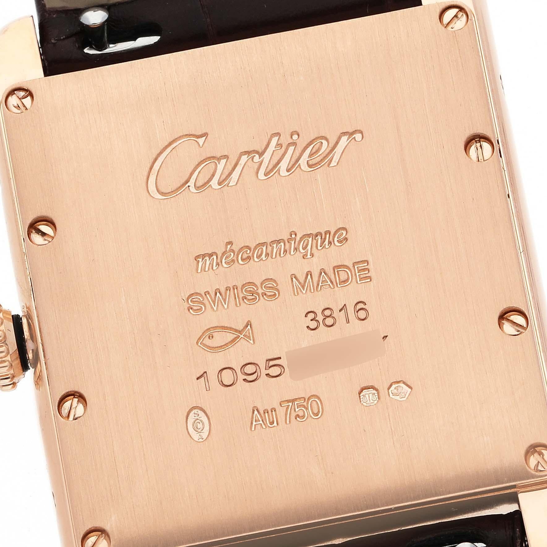 Cartier Tank Louis Rose Gold Mechanical Mens Watch WGTA0011 Box Card 1