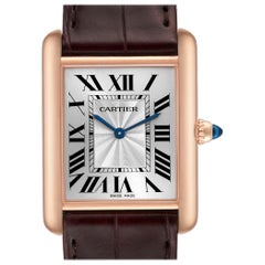 Cartier Tank Louis Rose Gold Mechanical Mens Watch WGTA0011 Box Card