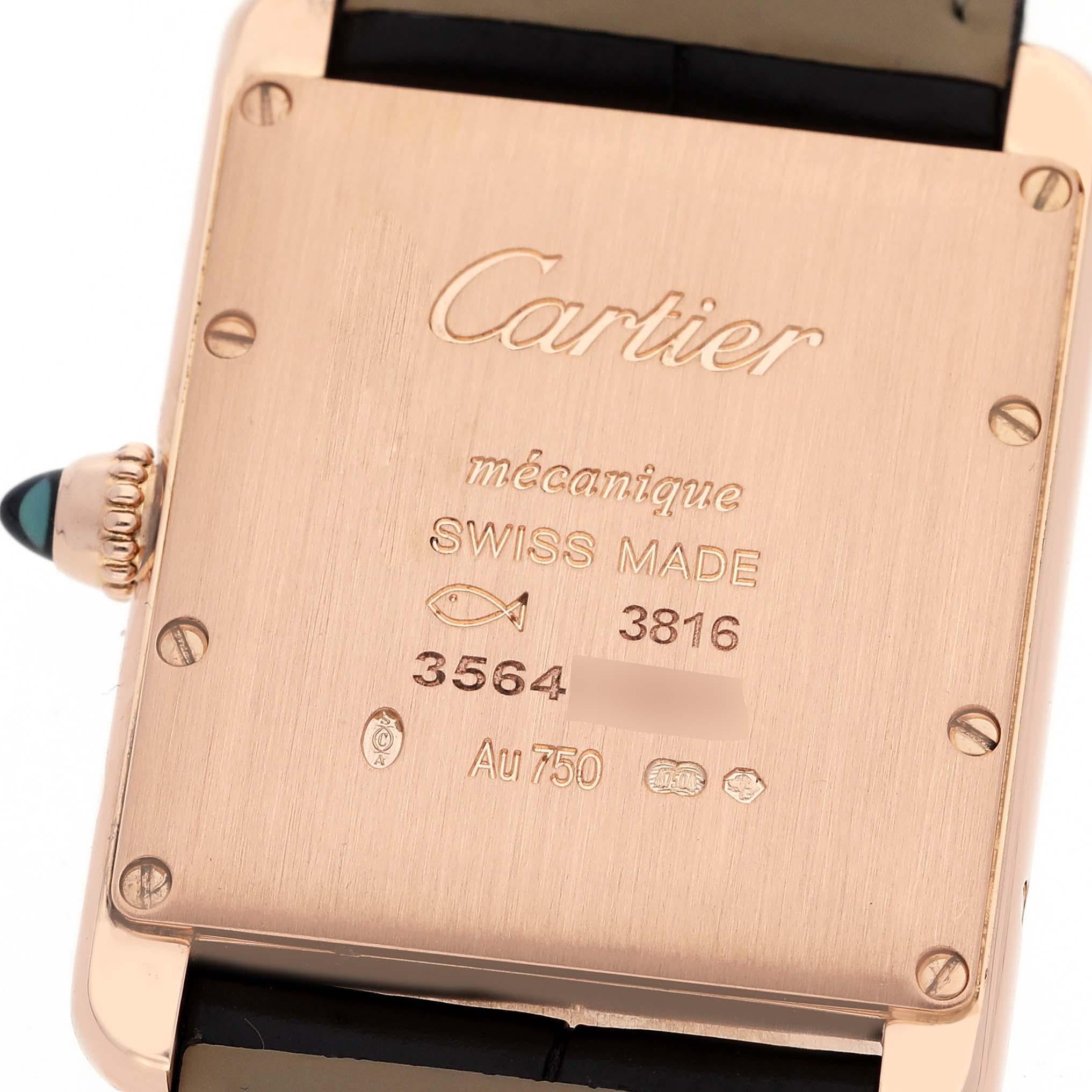 Men's Cartier Tank Louis Rose Gold Mechanical Mens Watch WGTA0011 Card