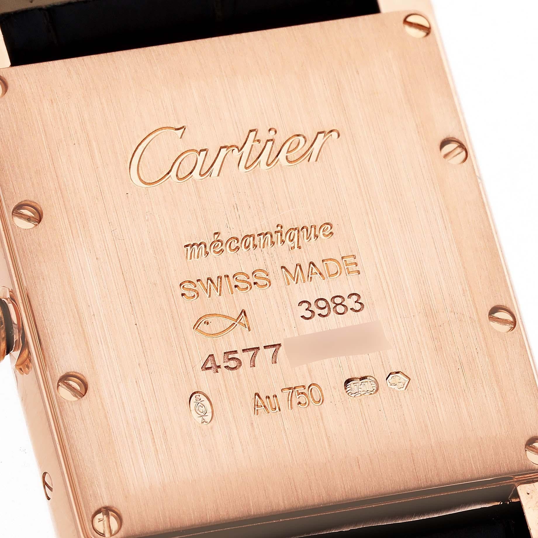Cartier Tank Louis Rose Gold Mechanical Mens Watch WGTA0011 Card For Sale 1
