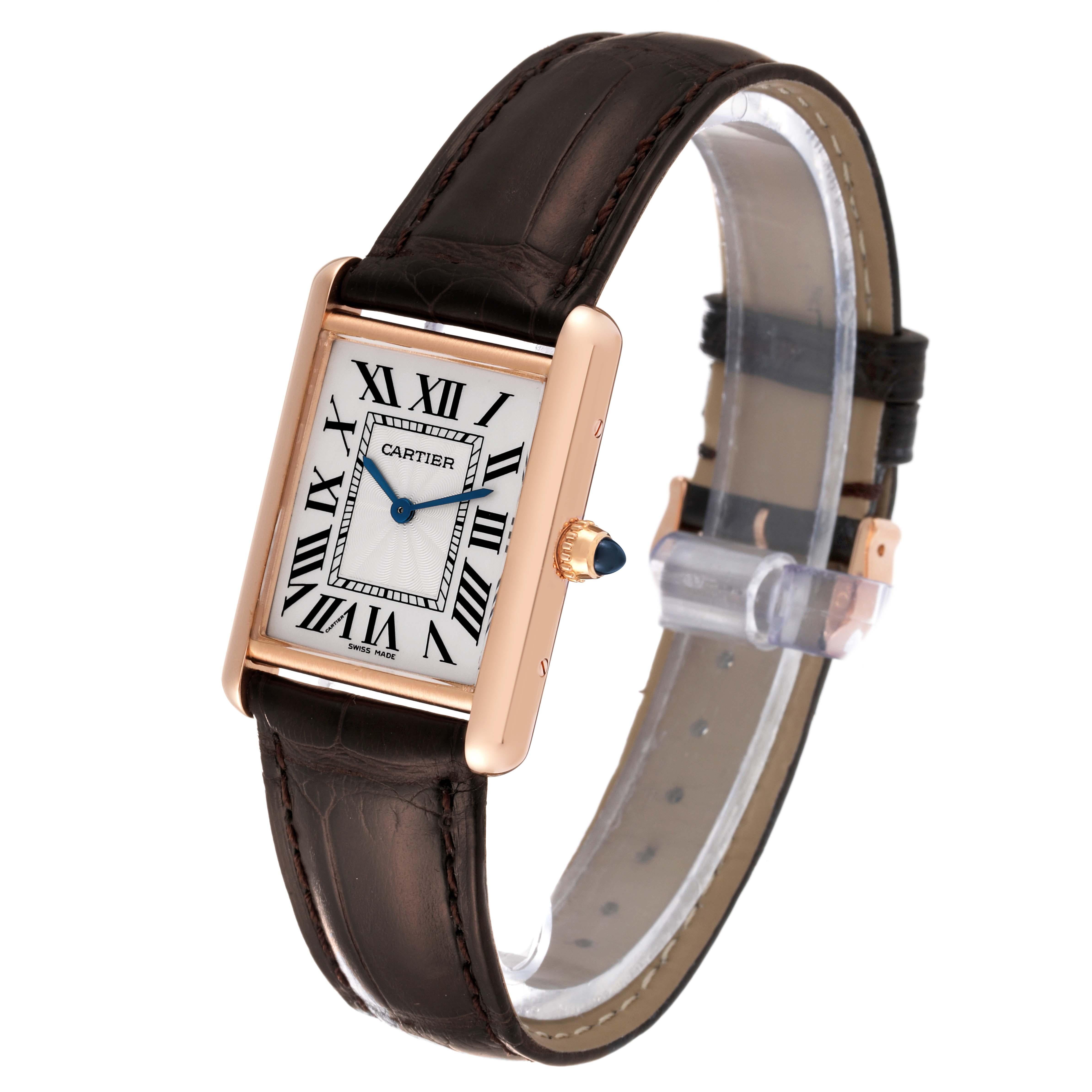 Cartier Tank Louis Rose Gold Mechanical Mens Watch WGTA0011 Card For Sale 2