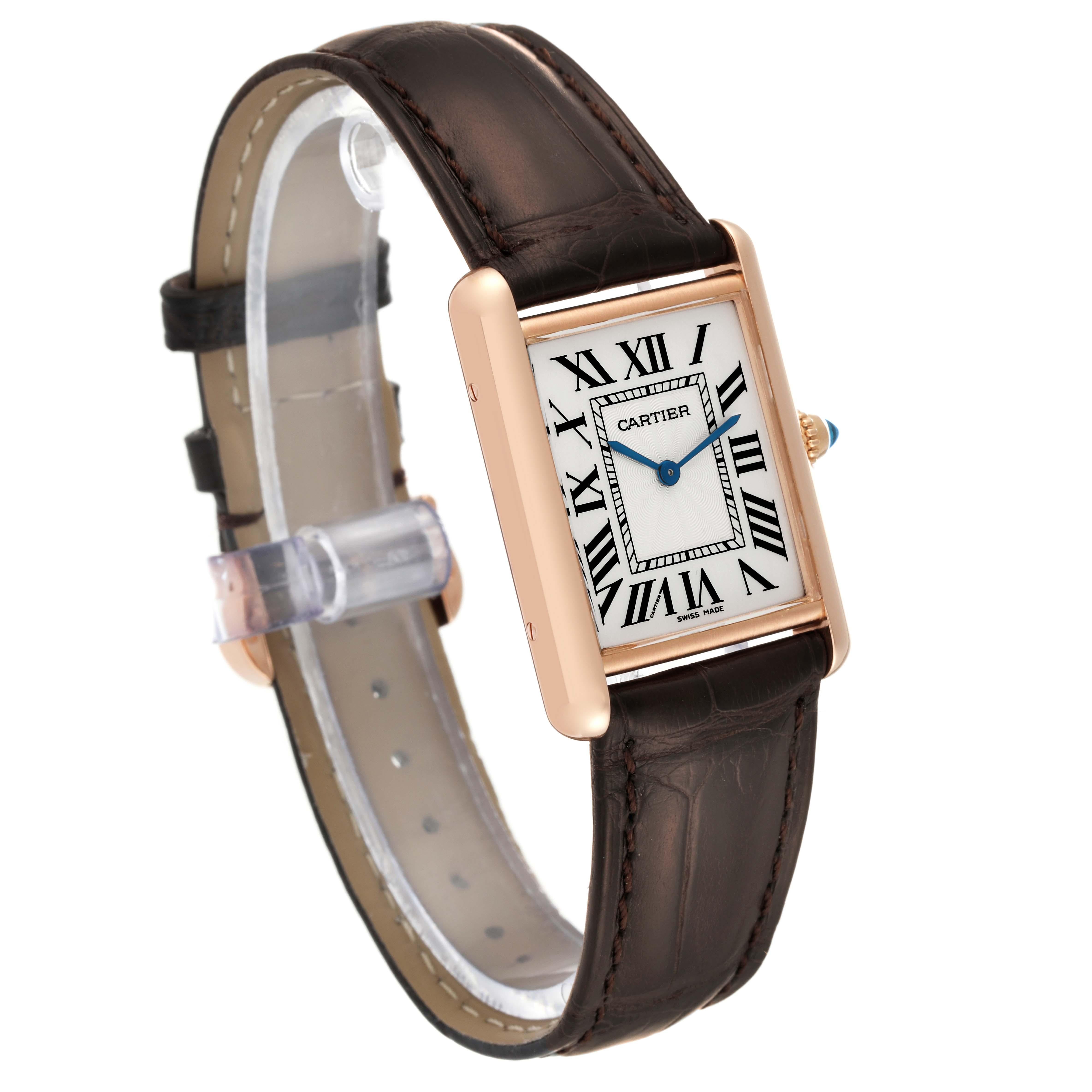 Cartier Tank Louis Rose Gold Mechanical Mens Watch WGTA0011 Card For Sale 4