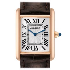 Cartier Montre Tank Louis mécanique en or rose pour hommes avec carte WGTA0011