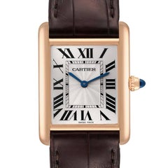 Cartier Tank Louis Rose Gold Mechanical Mens Watch WGTA0011 Card