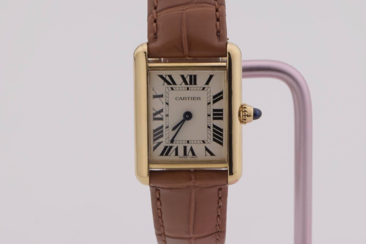 Cabochon Cartier Tank Louis Small Model 18k Yellow Gold Watch W1529856