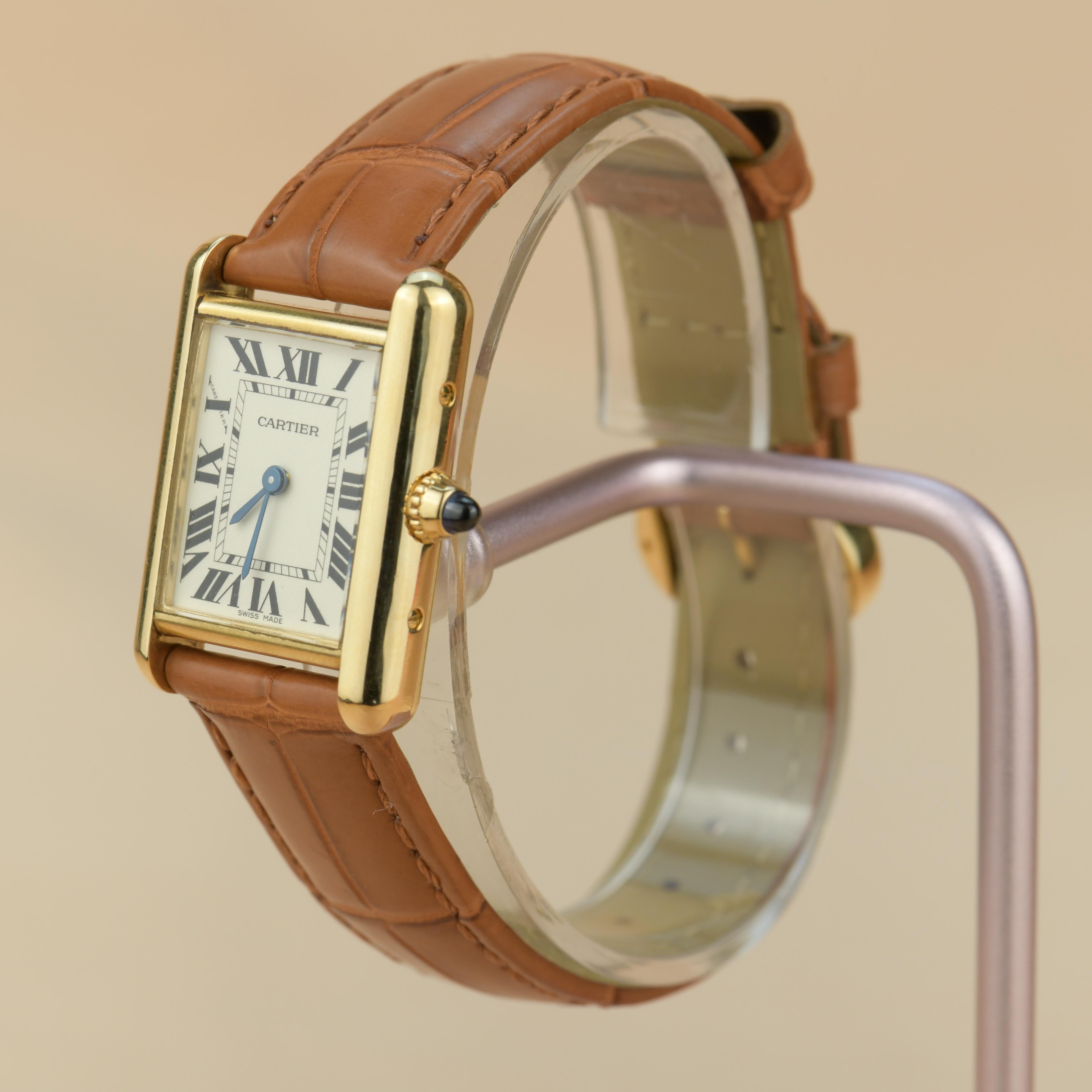 Cabochon Cartier Tank Louis Small Model 18k Yellow Gold Watch W1529856