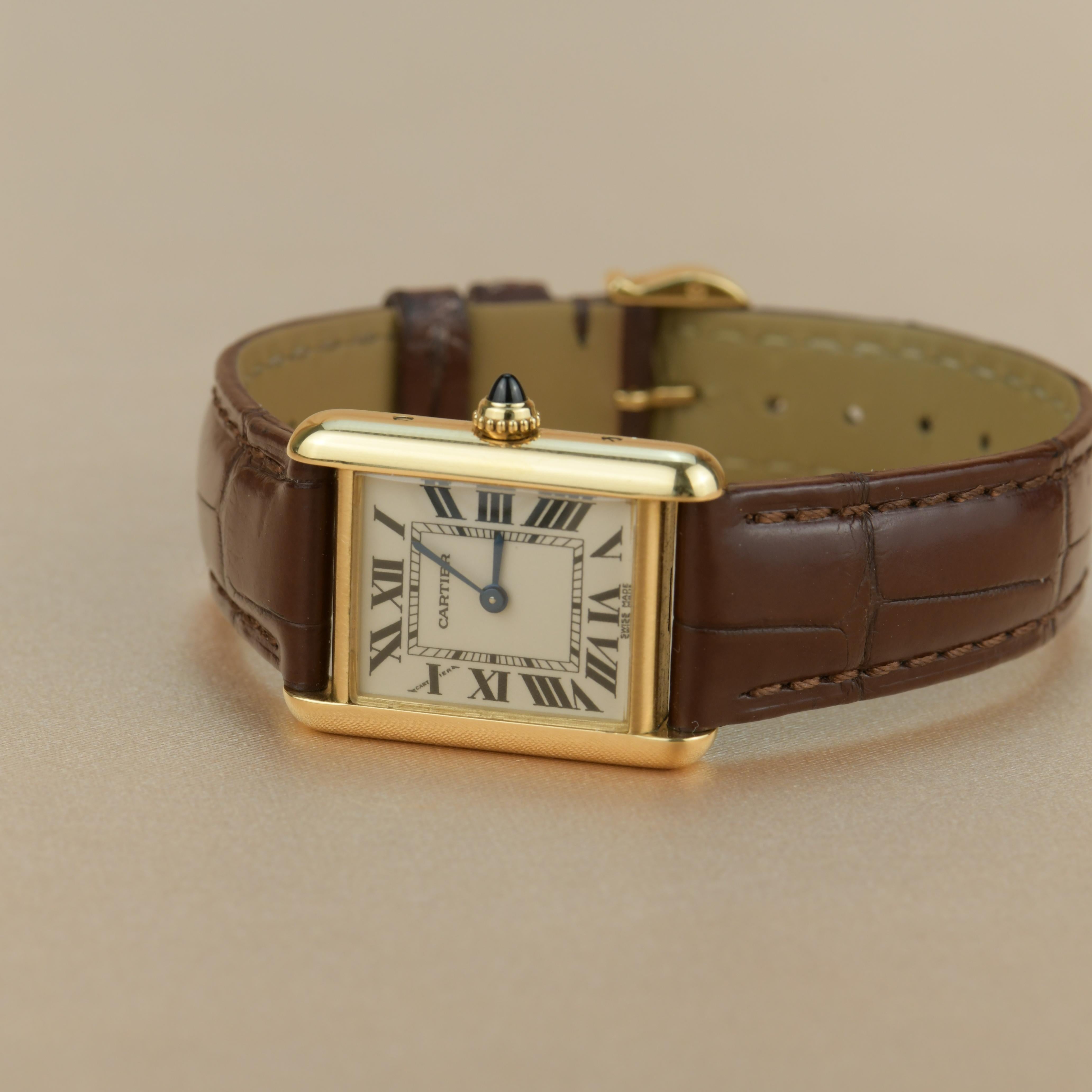 Cabochon Cartier Tank Louis Small Model 18k Yellow Gold Watch W1529856