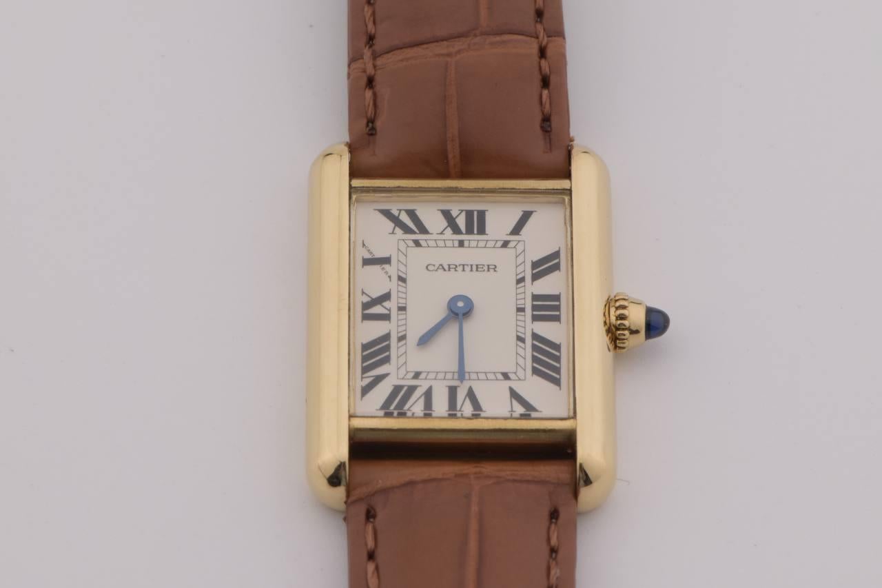 Cartier Tank Louis Small Model 18k Yellow Gold Watch W1529856 2