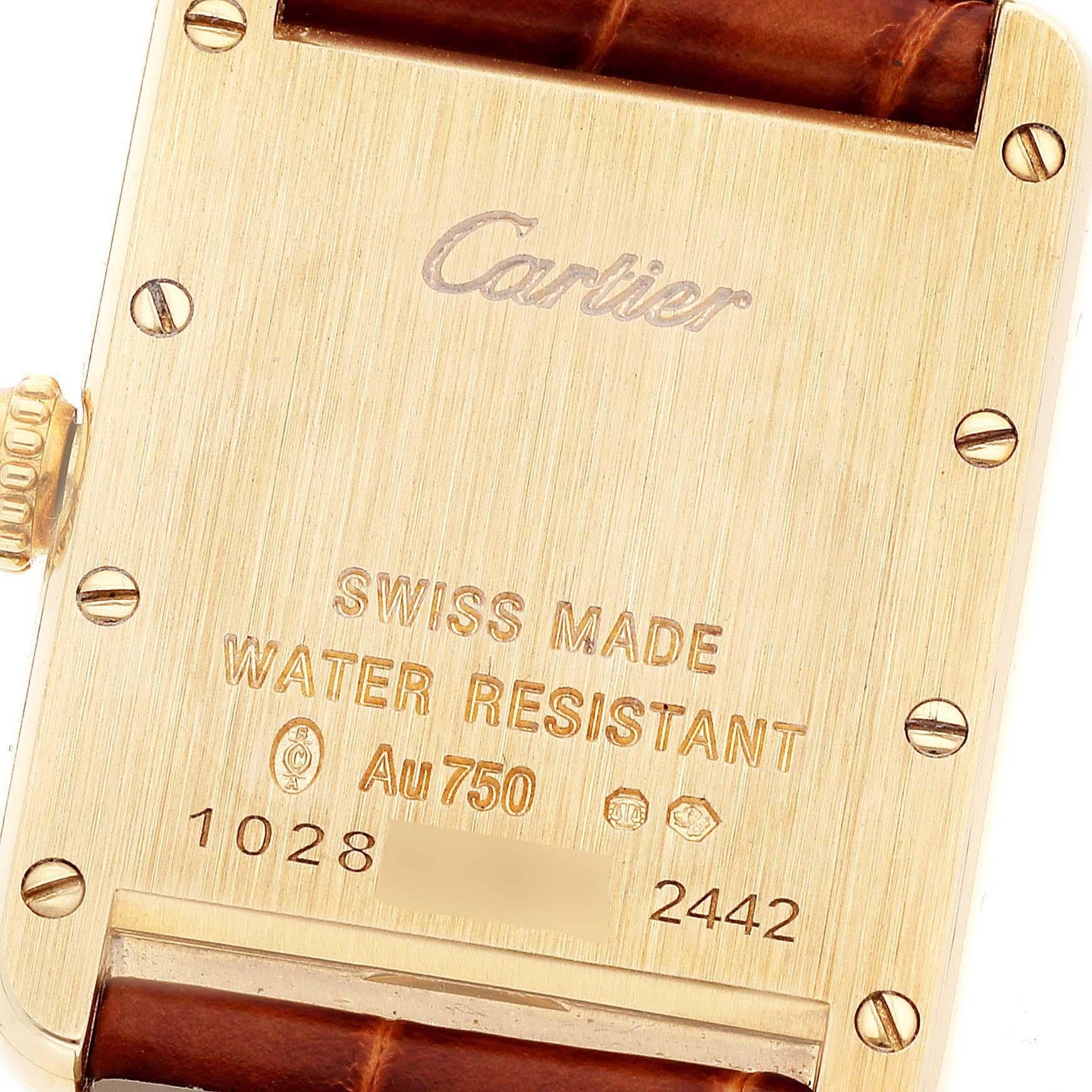 Cartier Tank Louis Small Yellow Gold Brown Strap Ladies Watch W1529856 Box Card 2