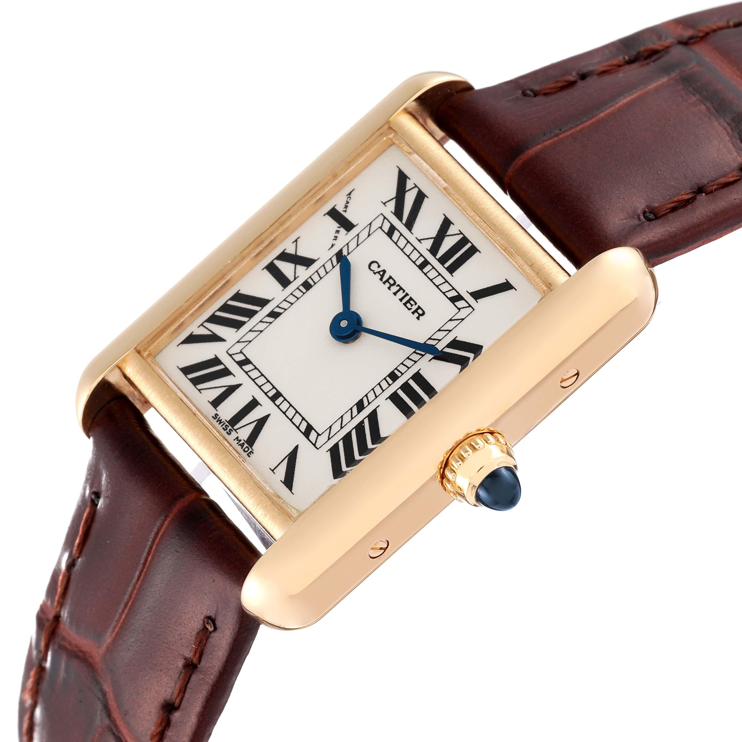 Cartier Tank Louis Small Yellow Gold Brown Strap Ladies Watch W1529856 Card 1