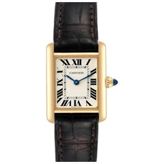 Cartier Tank Louis Small Yellow Gold Brown Strap Ladies Watch W1529856 Card