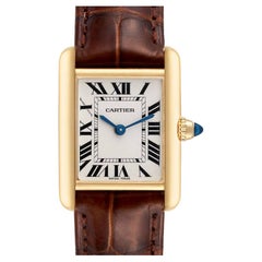 Cartier Tank Louis Small Yellow Gold Brown Strap Ladies Watch W1529856 Card