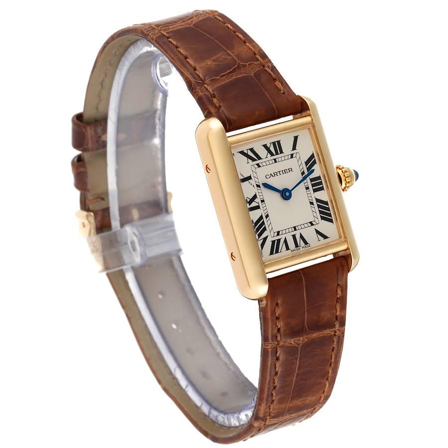 cartier tank gold brown leather