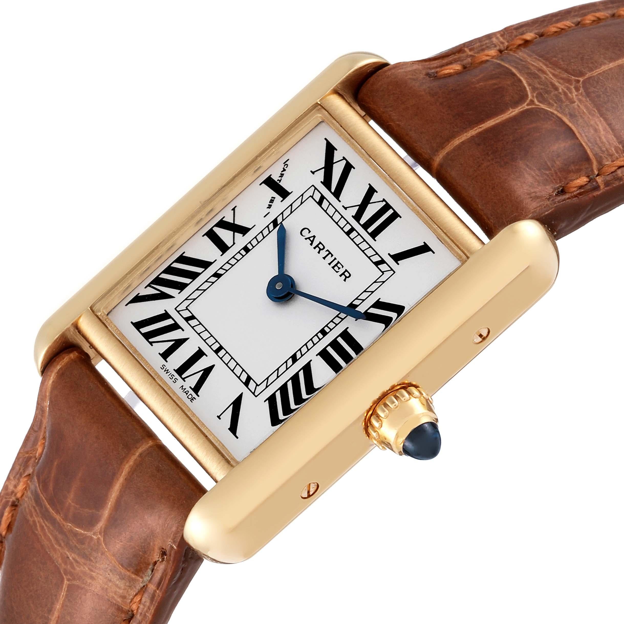 Cartier Tank Louis Small Yellow Gold Brown Strap Ladies Watch W1529856 1